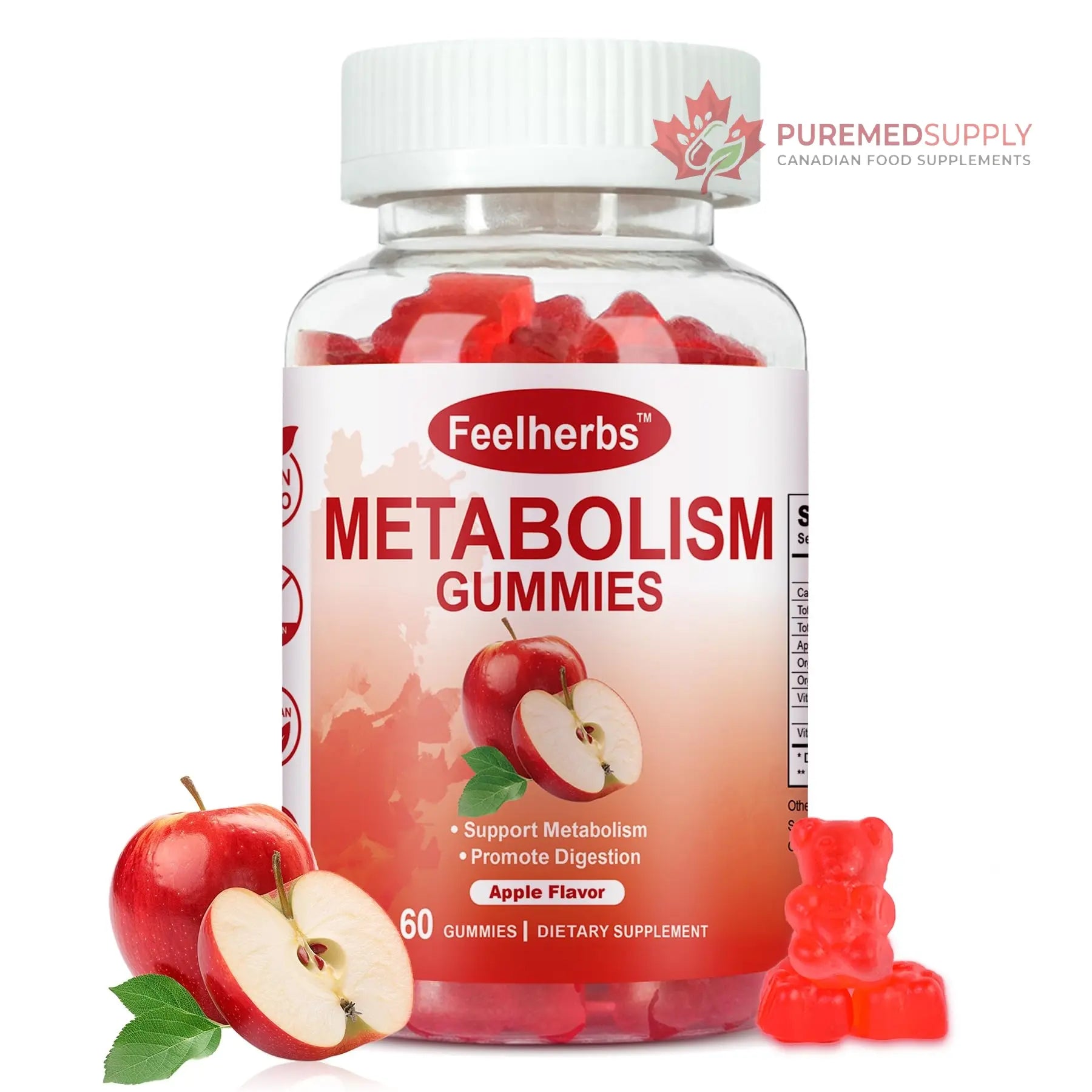 Feelherbs Metabolism Gummies for Women and Men Digestion & Energy, 60 Count Apple Cider Vinegar Gummies with Vitamin B12 & Beet Root, Chewable Keto ACV Vitamin for Metabolism & Detox Cleanse Feelherbs buy supplements canada