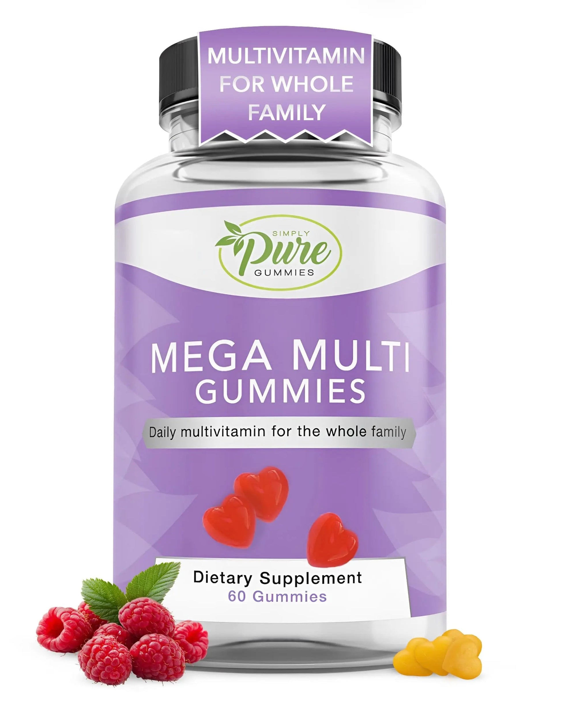 Pure By Nature Mega Multi Gummies, Multivitamin Gummies for Women & Men, Kids Multivitamin Gummies with A, D2, C, E, K, Biotin Pure By Nature buy supplements canada