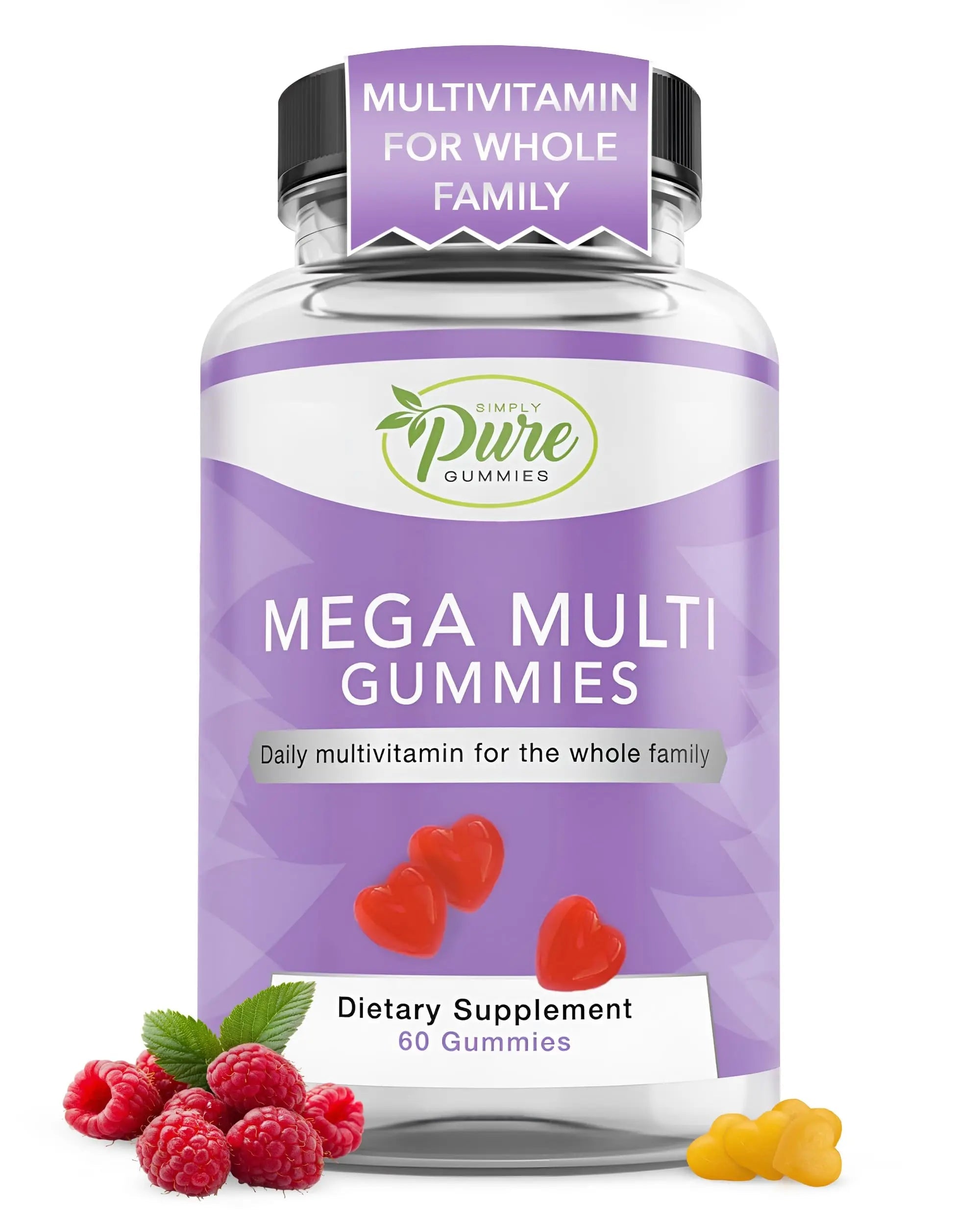 Pure By Nature Mega Multi Gummies, Multivitamin Gummies for Women & Men, Kids Multivitamin Gummies with A, D2, C, E, K, Biotin Pure By Nature buy supplements canada