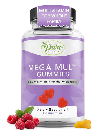 Pure By Nature Mega Multi Gummies, Multivitamin Gummies for Women & Men, Kids Multivitamin Gummies with A, D2, C, E, K, Biotin Pure By Nature buy supplements canada