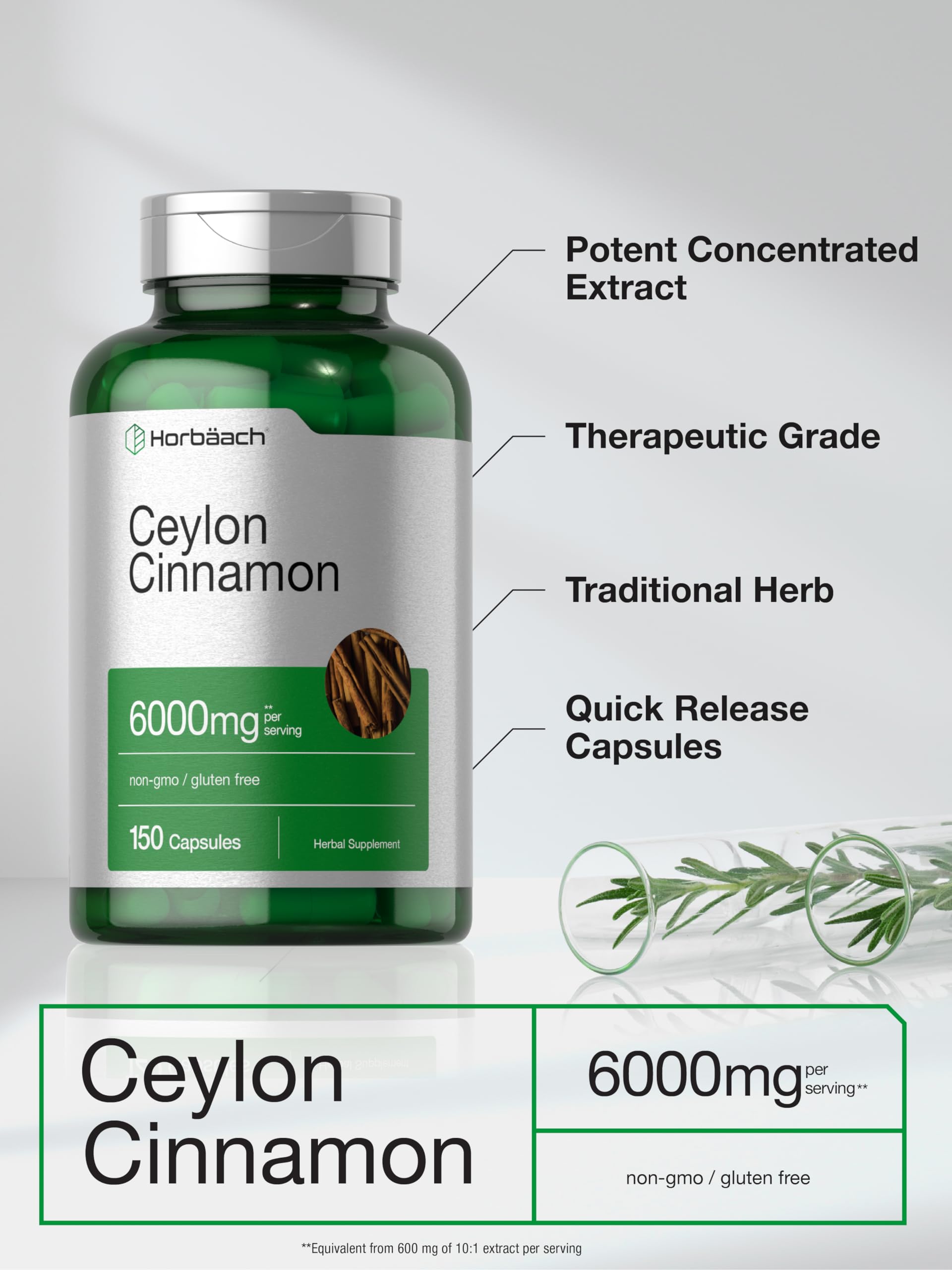 Ceylon Cinnamon Capsules | 6000 mg | 150 Count | Non-GMO & Gluten Free Supplement Horbäach buy supplements canada