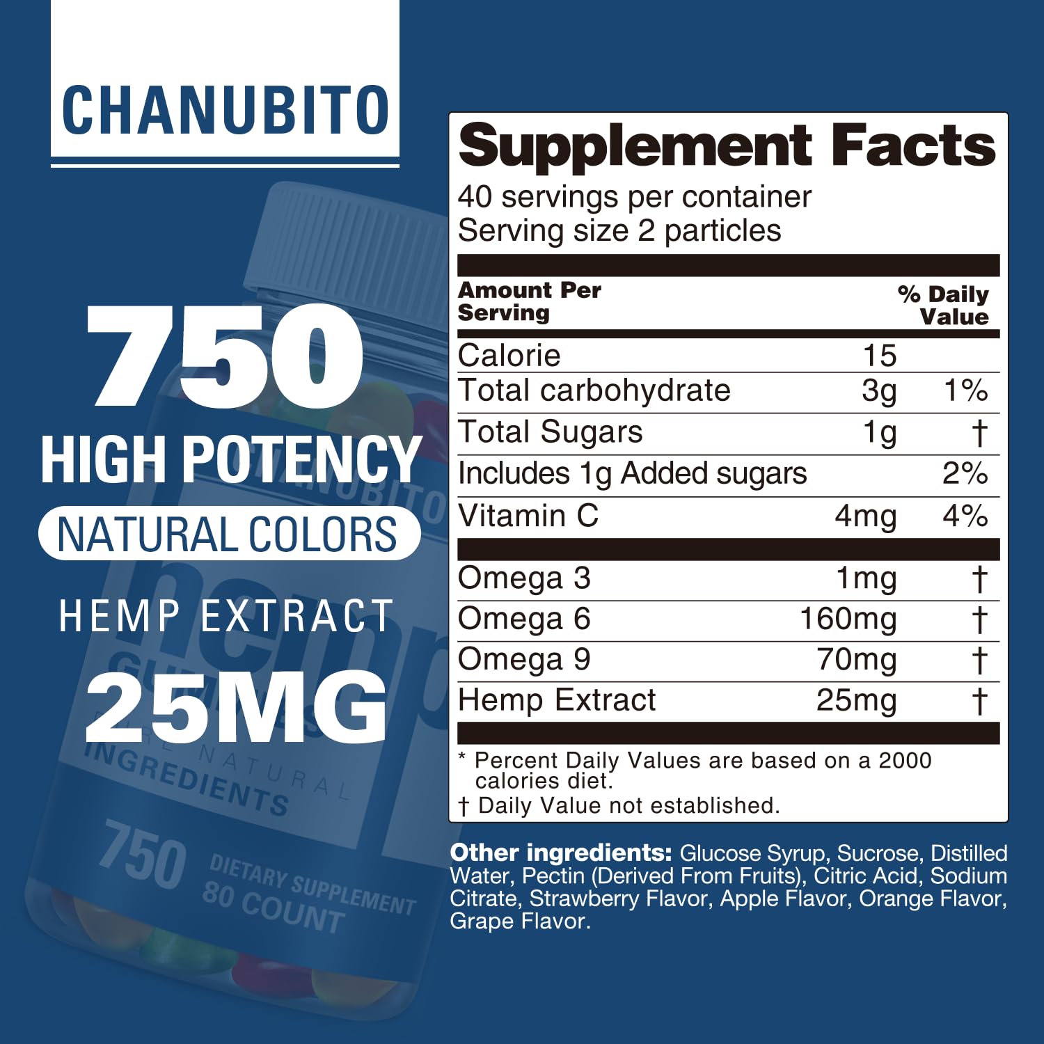 Hemp Gummies Organic High Potency Hemp Supplement - Pain, Sleep, Stress CHANUBITO buy supplements canada