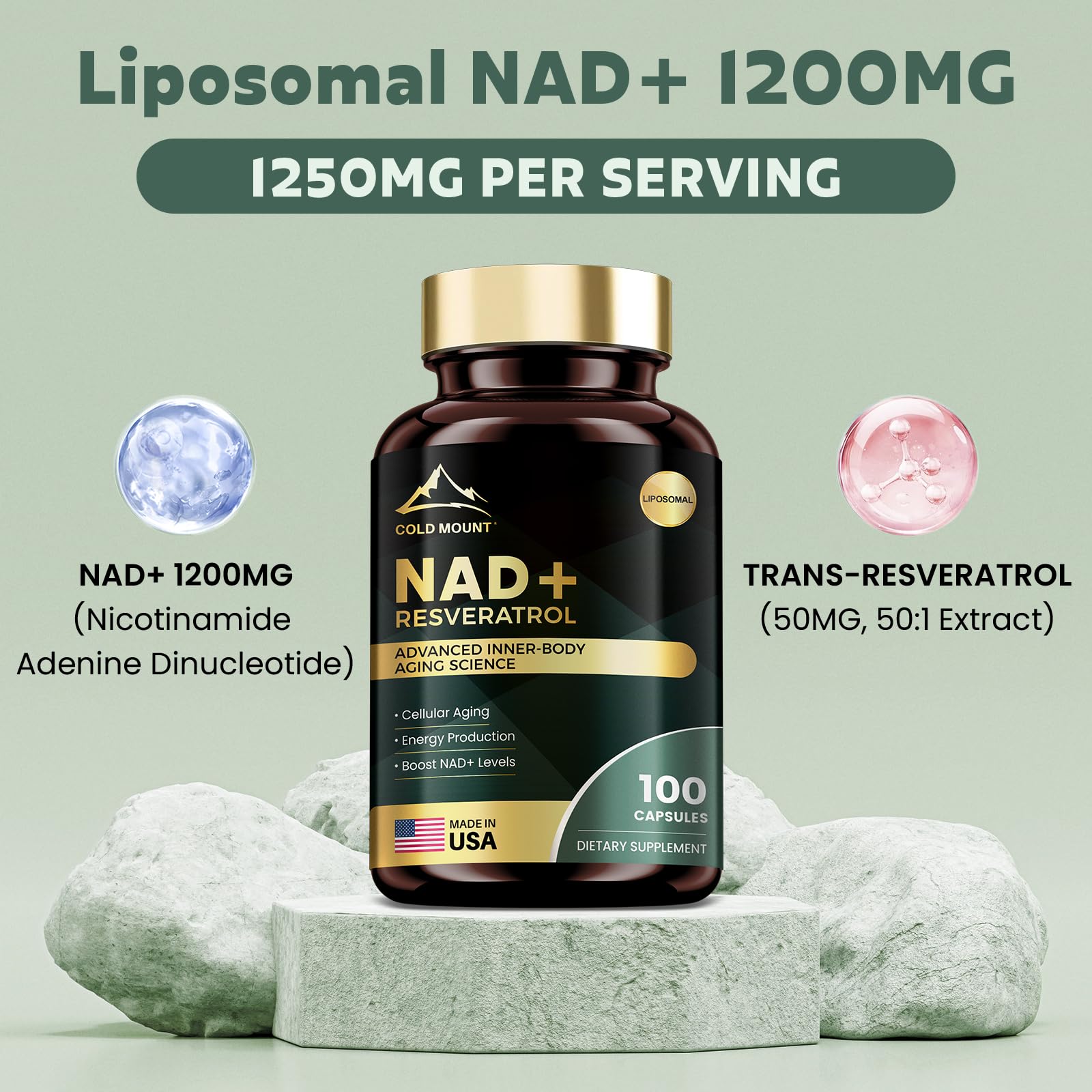 MEGNETA Liposomal NAD+ Supplement 1200mg with Trans Resveratrol - Boost NAD+ Levels, Energy & Anti-Aging Support - Vegan, 100 Capsules MEGNETA buy supplements canada