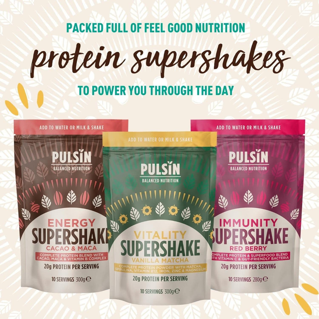 Pulsin - Cacao & Maca Vegan Supershake - 300g - Plant Based Vegan Energy Support Protein Powder Pulsin buy supplements canada