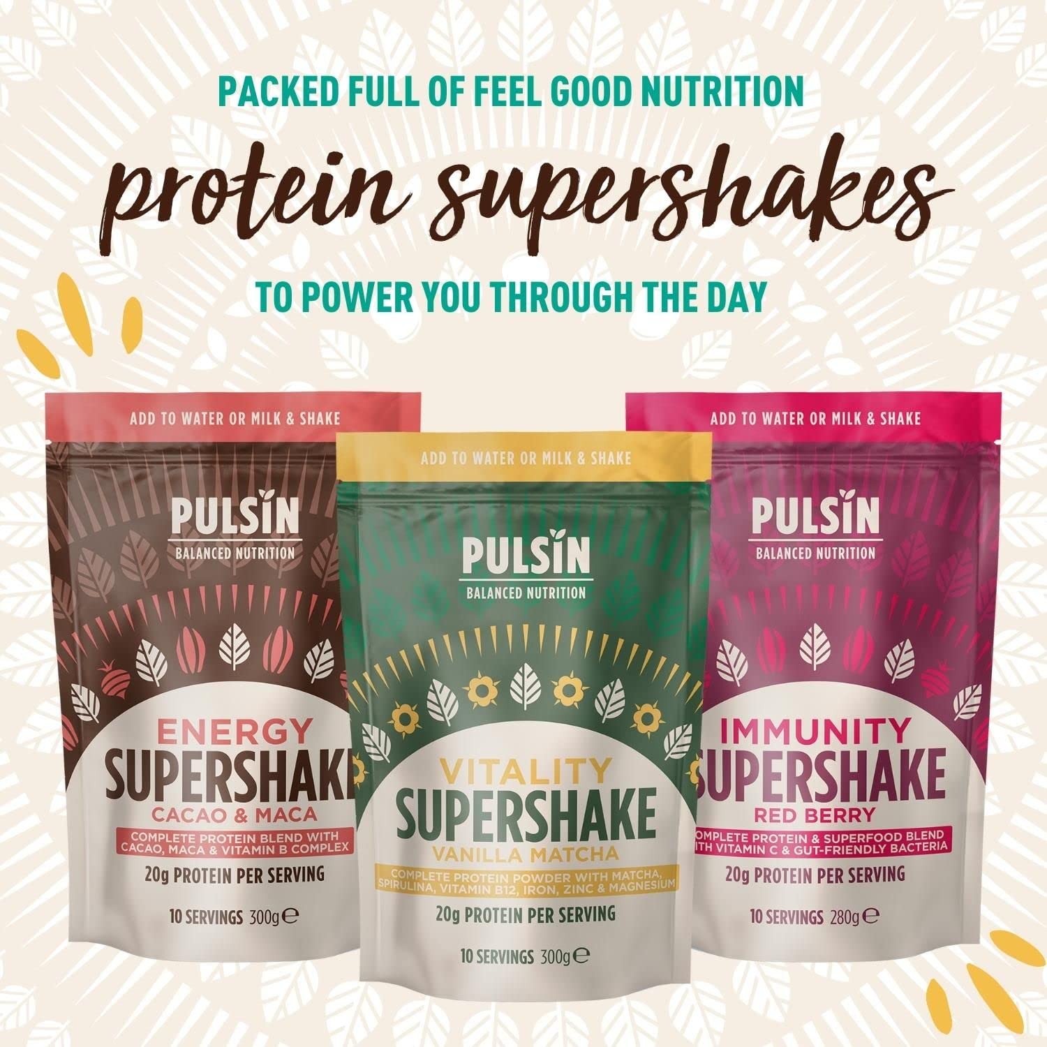 Pulsin - Cacao & Maca Vegan Supershake - 300g - Plant Based Vegan Energy Support Protein Powder Pulsin buy supplements canada