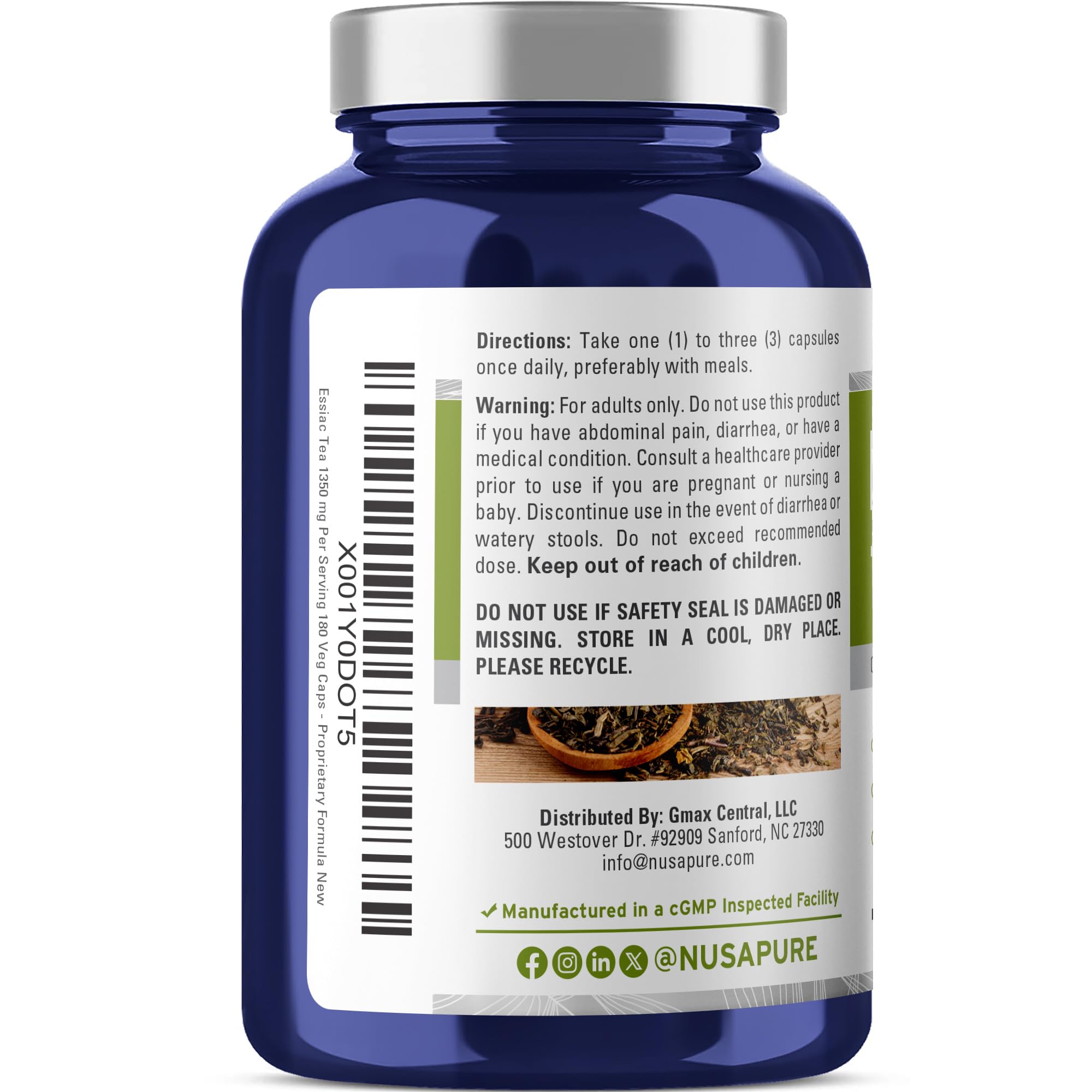 NusaPure Essiac Tea 1350 mg 180 Veggie Caps (Vegetarian, Non-GMO) NusaPure buy supplements canada