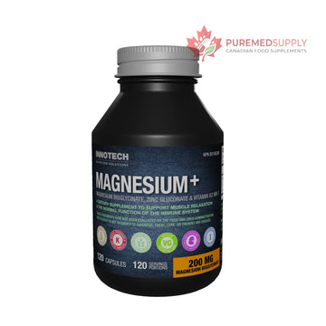 Innotech Nutrition Magnesium Plus Muscle Bone & Sleep Support Magnesium Bisglycinate Zinc & Vitamin K2 120 Vegan Capsules Innotech Nutrition Solutions buy supplements canada