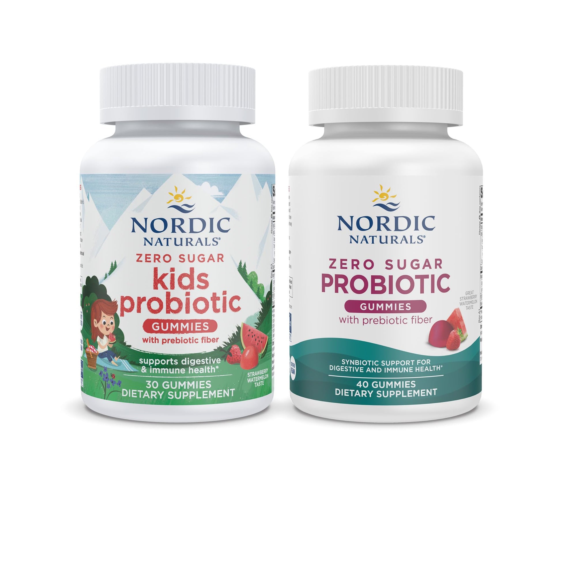 Nordic Naturals Vegan Probiotic Gummies Bundle - Zero Sugar Kids Probiotic Gummies - Strawberry Watermelon Flavor - 30 Gummies, Zero Sugar Probiotic Gummies - Strawberry Watermelon Flavor - 40 Gummies Nordic Naturals buy supplements canada