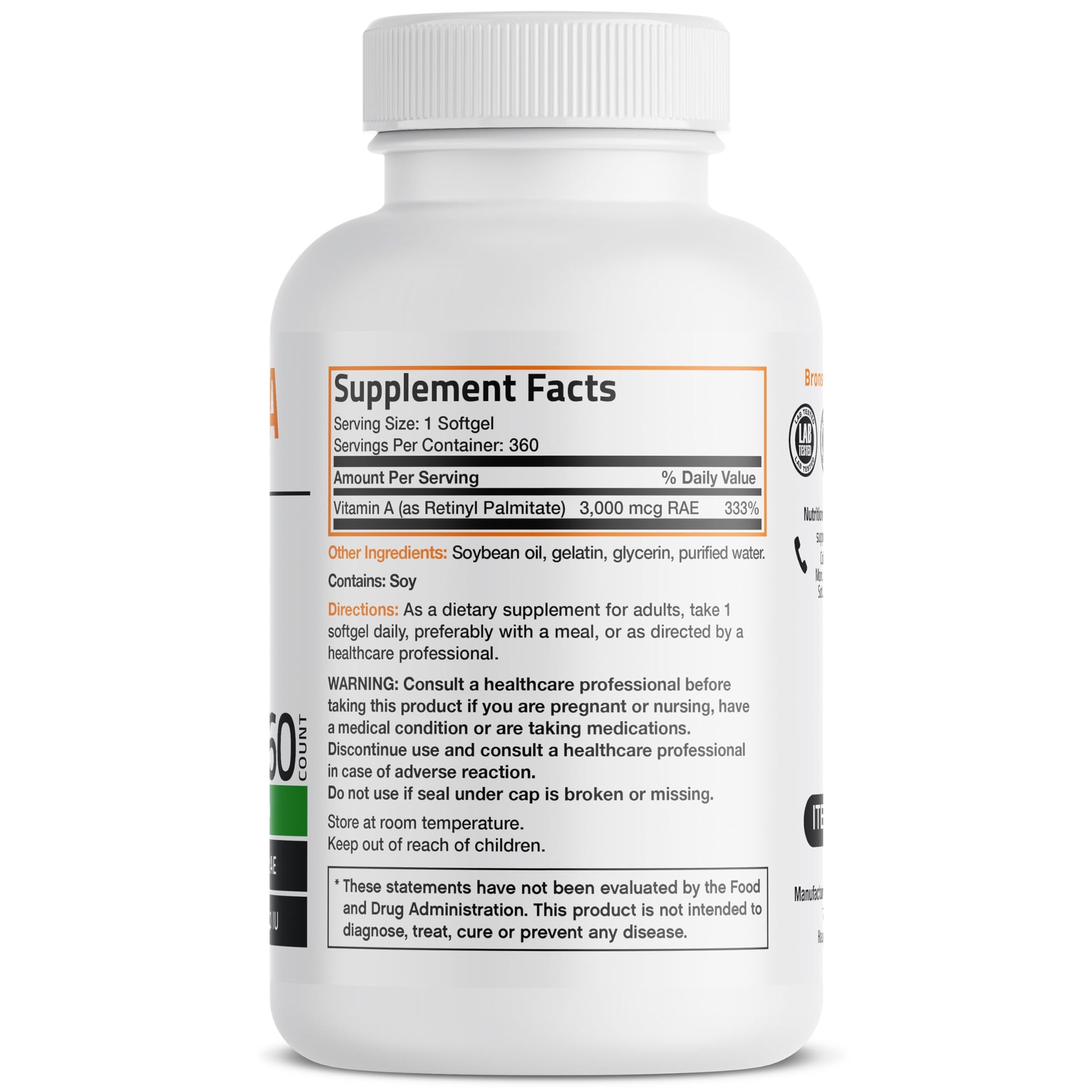 Bronson Vitamin A 10,000 IU Premium Non-GMO Formula Supports Healthy Vision & Immune System and Healthy Growth & Reproduction, 360 Softgels Bronson buy supplements canada