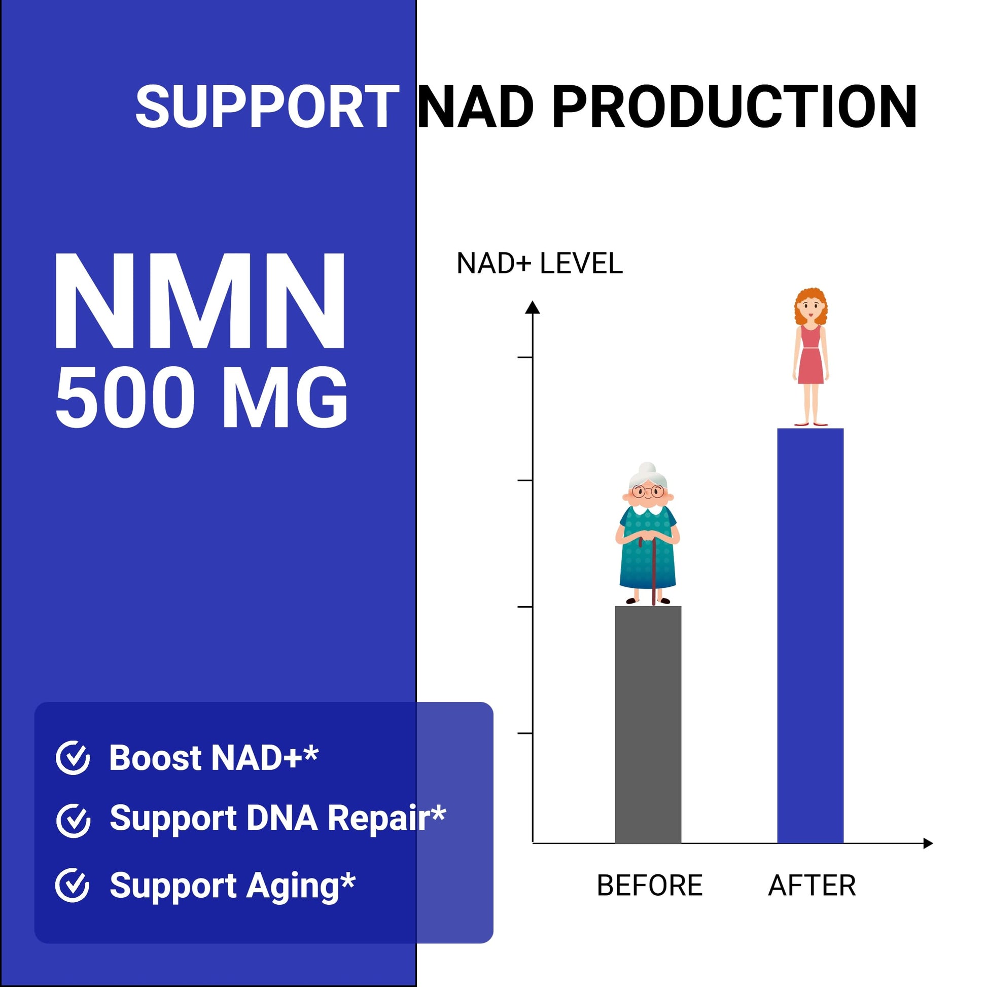 UpNourish NMN 500mg 120 Capsules - Beta Nicotinamide Mononucleotide NAD Supplement - Nicotinamide Riboside Alternative for Women & Men UpNourish buy supplements canada