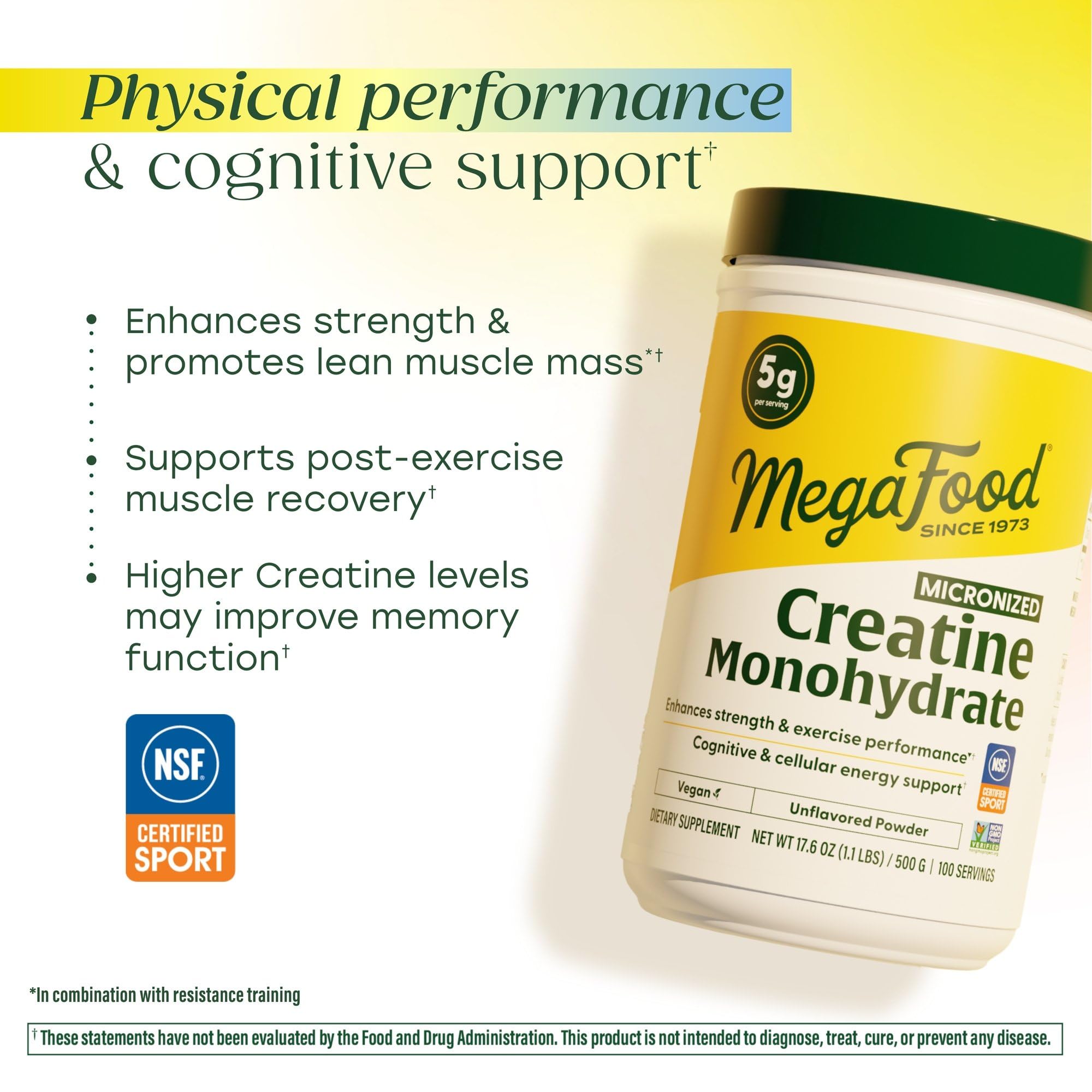 MegaFood Micronized Creatine Monohydrate Powder - Unflavored Post & Pre Workout Powder for Men & Women - Cognitive & Exercise Performance Support MegaFood buy supplements canada
