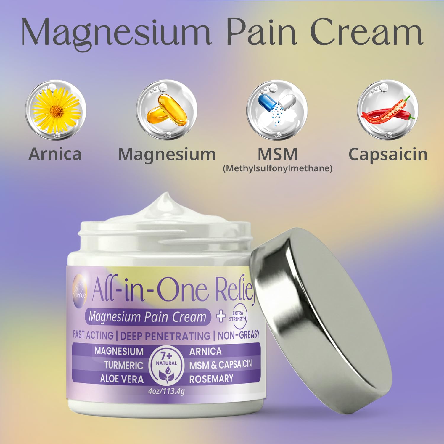 PURPLE CANYON All in One Magnesium Pain Cream – Natural Pain Relief Cream with Arnica, MSM & Capsaicin for Muscle & Joint Support – Fast-Absorbing, Non-Greasy Formula with Aloe Vera & Turmeric PURPLE CANYON buy supplements canada