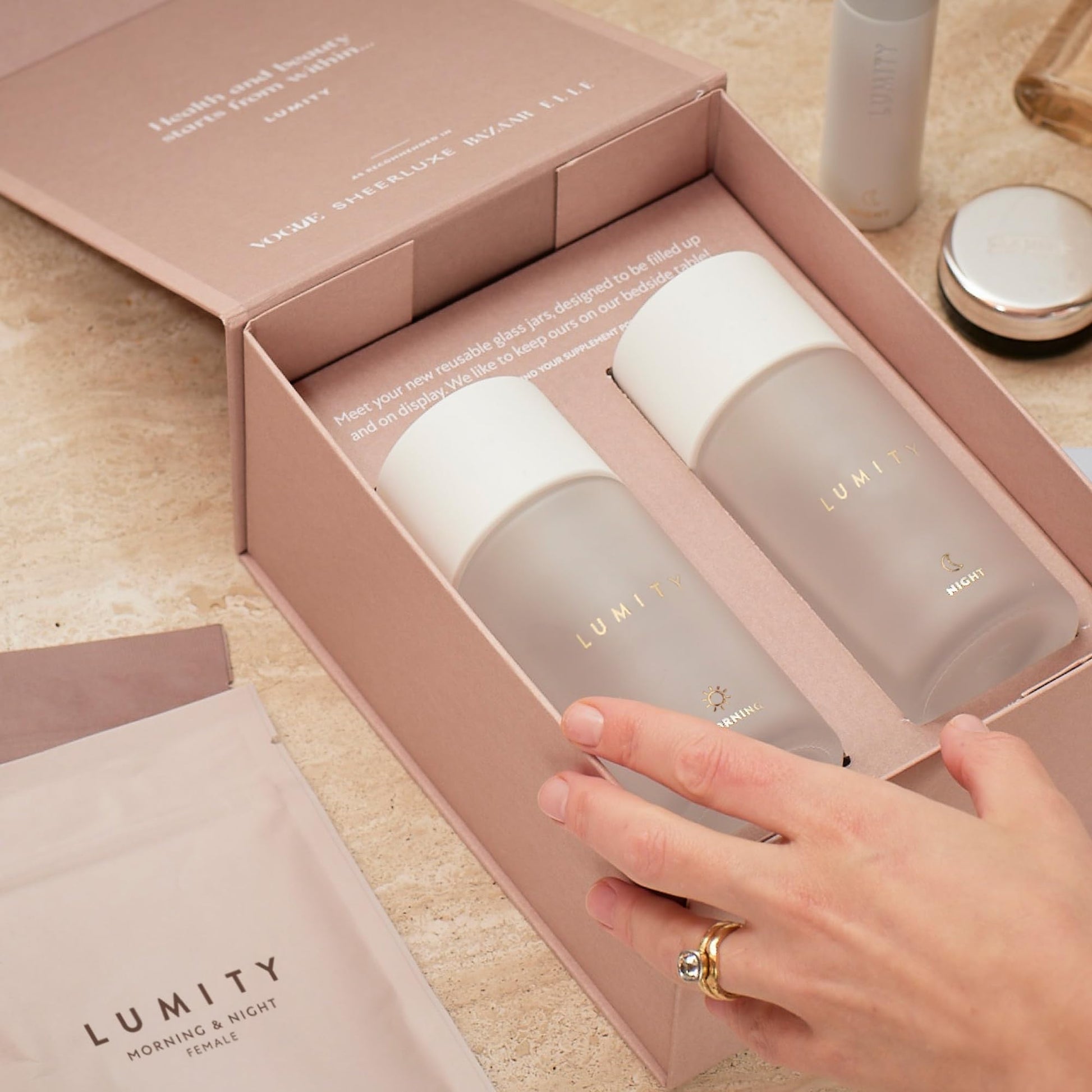 Lumity Morning & Night Female Supplement - 24-Hour Nutritional Support for Perimenopause, Energy, Sleep Quality, Hormones, Skin & Eye Health - Vitamins, Minerals, Amino Acids & Omega 3s, 4-Week Supply LUMITY buy supplements canada