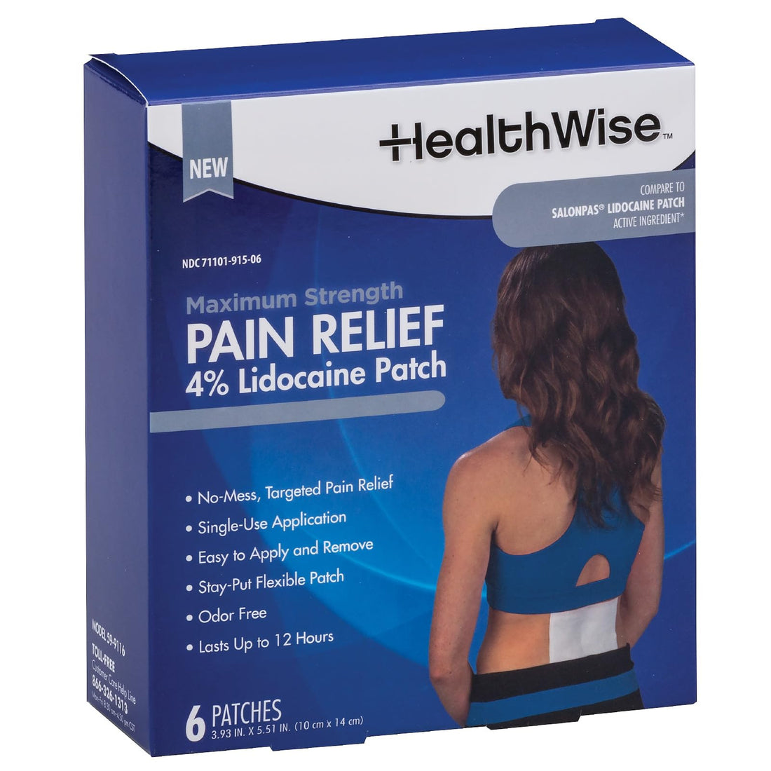 HealthWise Maximum Strength Pain Relief 4% Lidocaine Pain Relief Patch, Blue, (59-9116) HealthWise buy supplements canada
