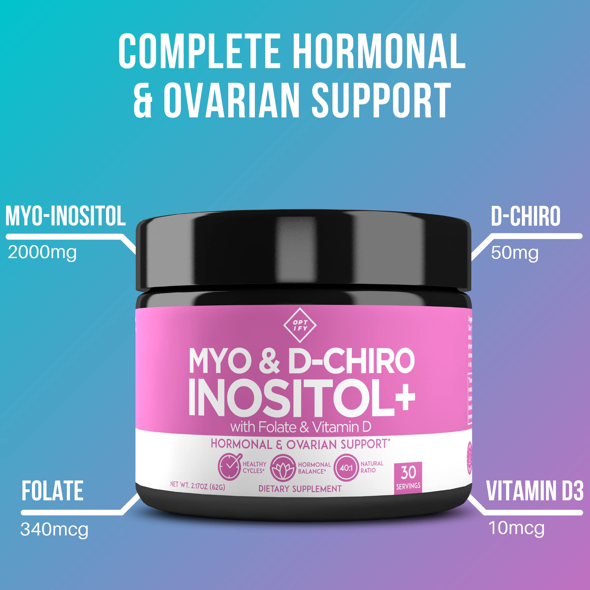 Premium Inositol Supplement Bundle - Myo-Inositol and D-Chiro Inositol Plus Folate Optify buy supplements canada