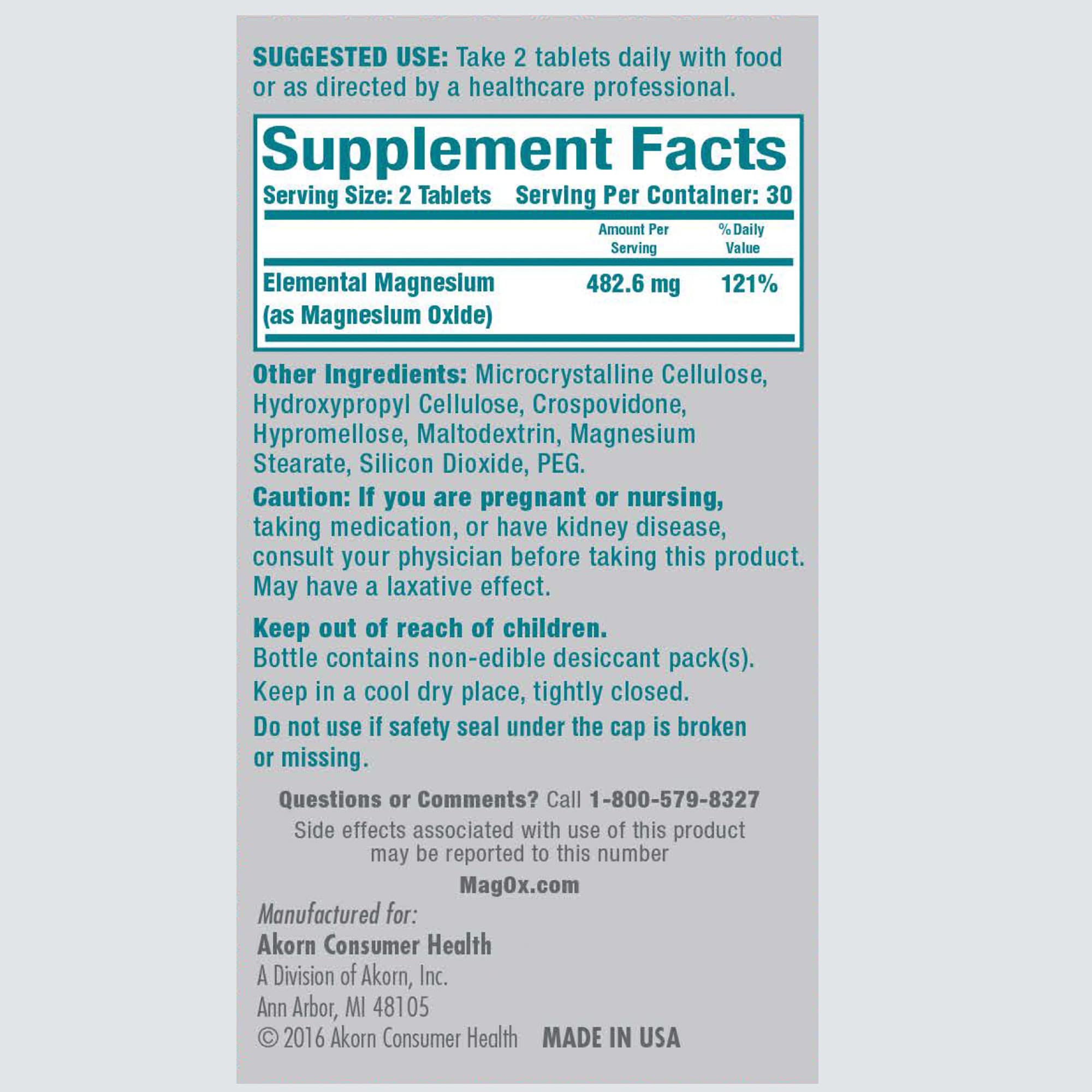 Mag-Ox Magnesium Supplement, Pharmaceutical Grade Magnesium Oxide 483mg, Most Concentrated Form of Magnesium, 120 Tablets (Pack of 3) Mag-Ox 400 buy supplements canada