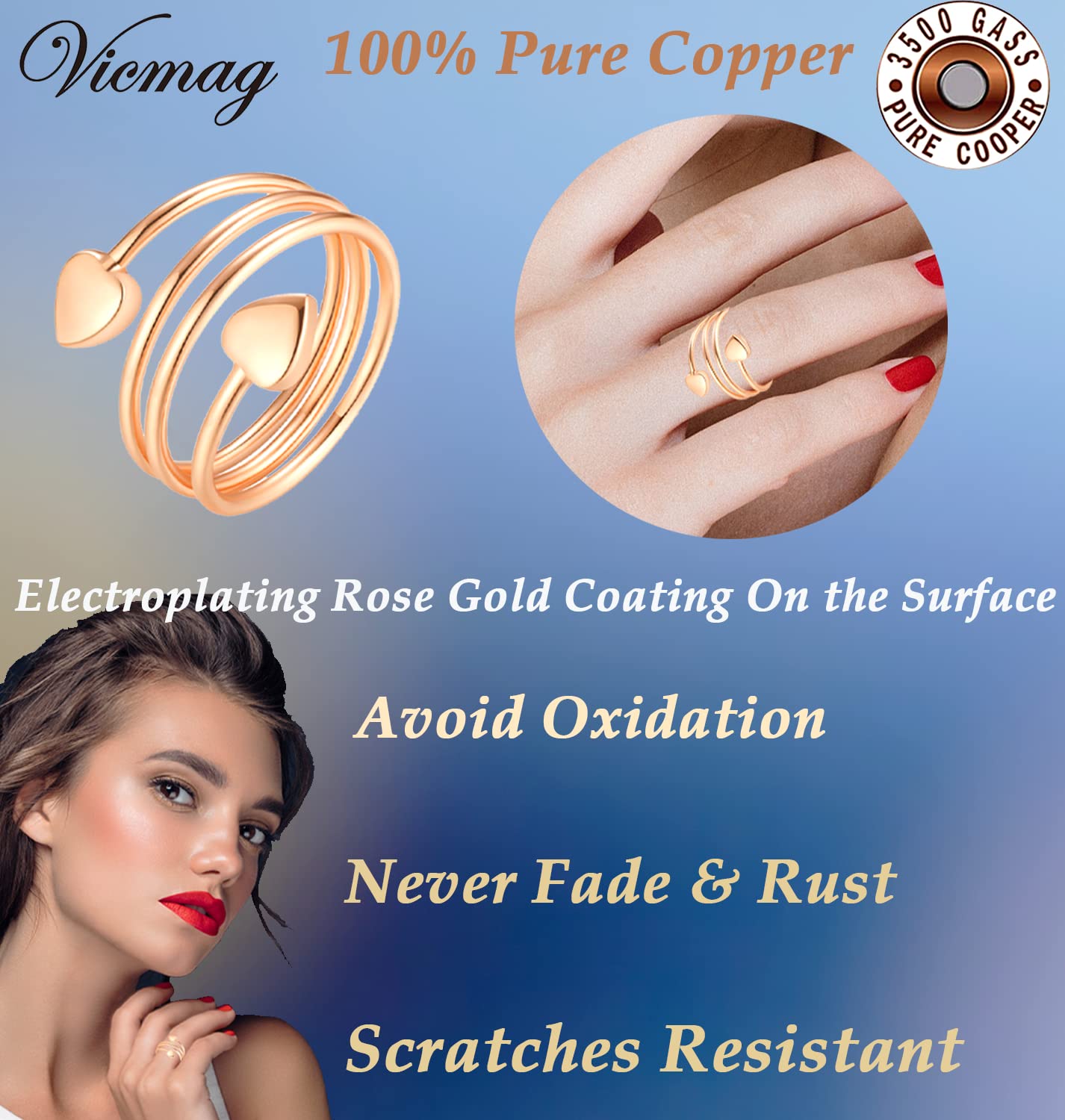 Vicmag Copper Bracelet for Women 99.9% Solid Pure Copper Valentine's Day Gift for Her with Adjustment Tool Vicmag buy supplements canada