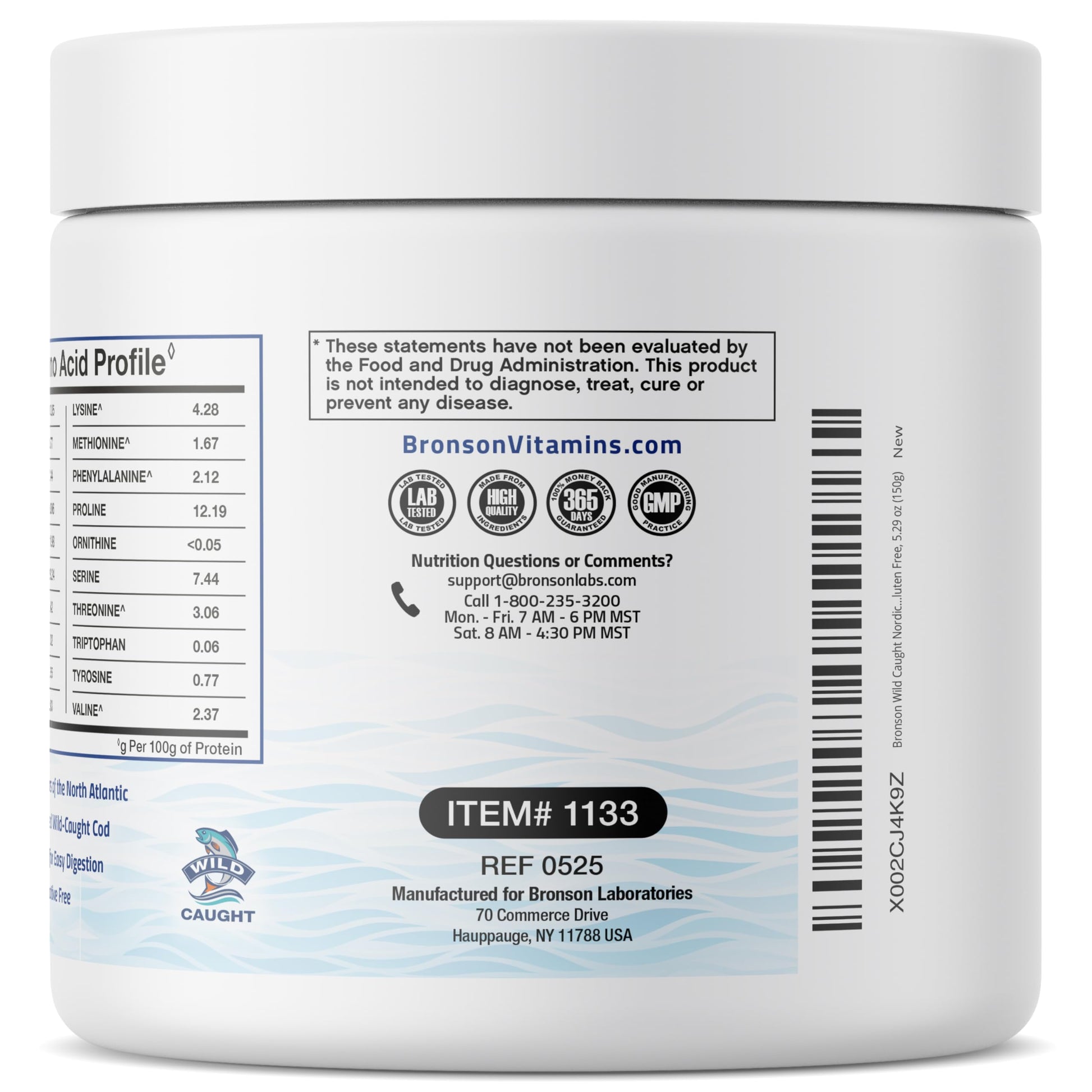 Bronson Marine Collagen Peptides Hydrolyzed Protein Powder 100% Wild Caught Nordic Cod Verified Sustainable Source for Joints Skin Hair Nails & Bones 150g (5.29oz) Bronson buy supplements canada
