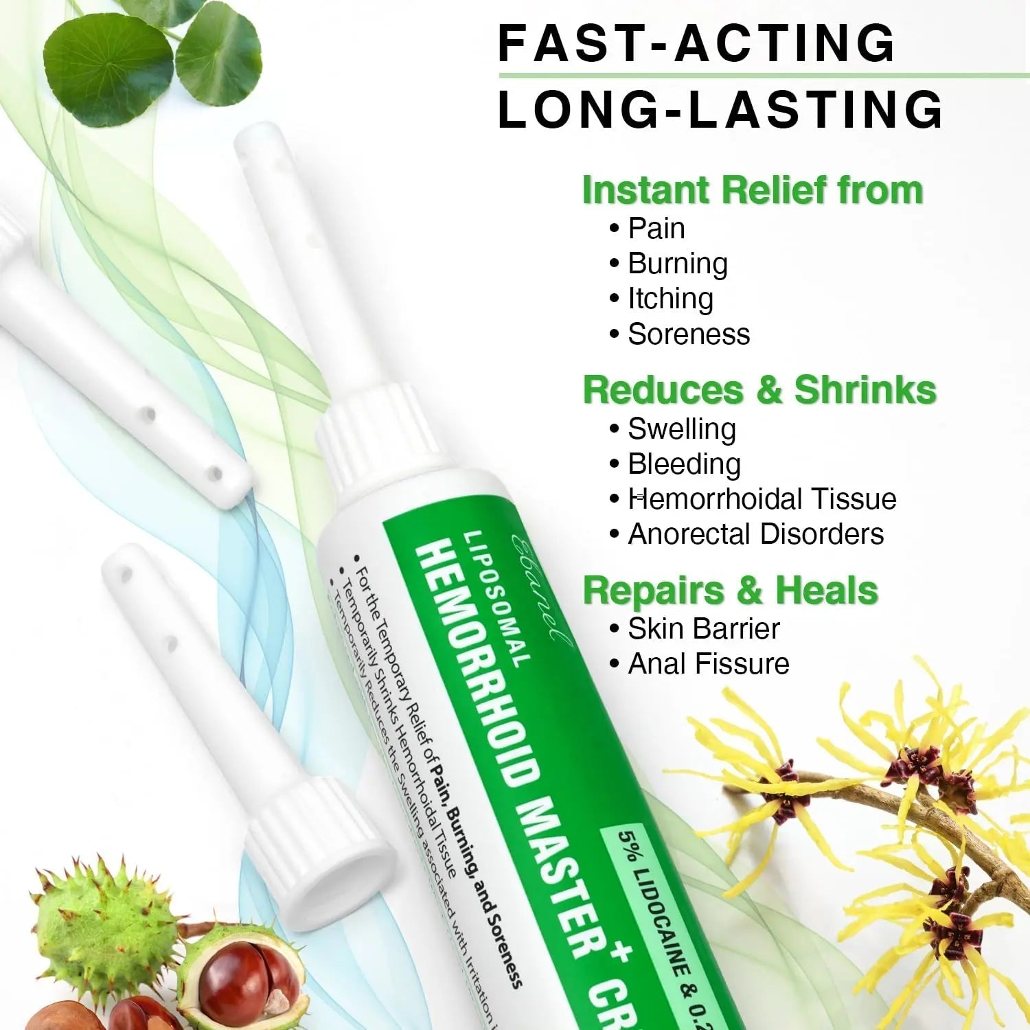 Ebanel 5% Lidocaine Hemorrhoid Treatment Cream with Witch Hazel, Phenylephrine, Horse Chestnut, Vitamin B6, Zinc Oxide, External and Internal Hemorrhoids Treatment Burn Itch Pain Relief Anal Cream Ebanel buy supplements canada