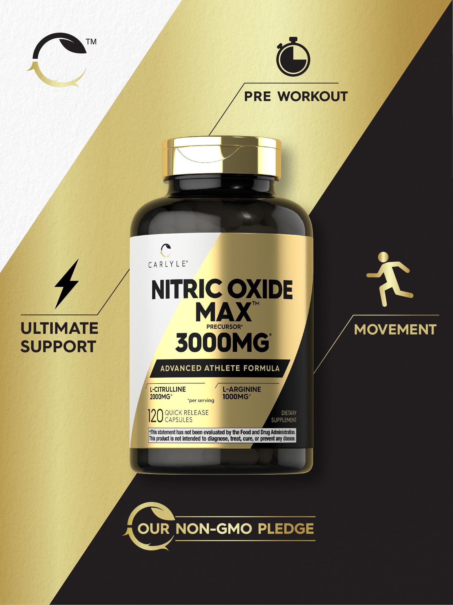 Carlyle Nitric Oxide Supplement 3000mg | 120 Capsules | with L-Arginine & L-Citrulline | for Men & Women | Pre & Post Workout | Non-GMO, Gluten Free Carlyle buy supplements canada