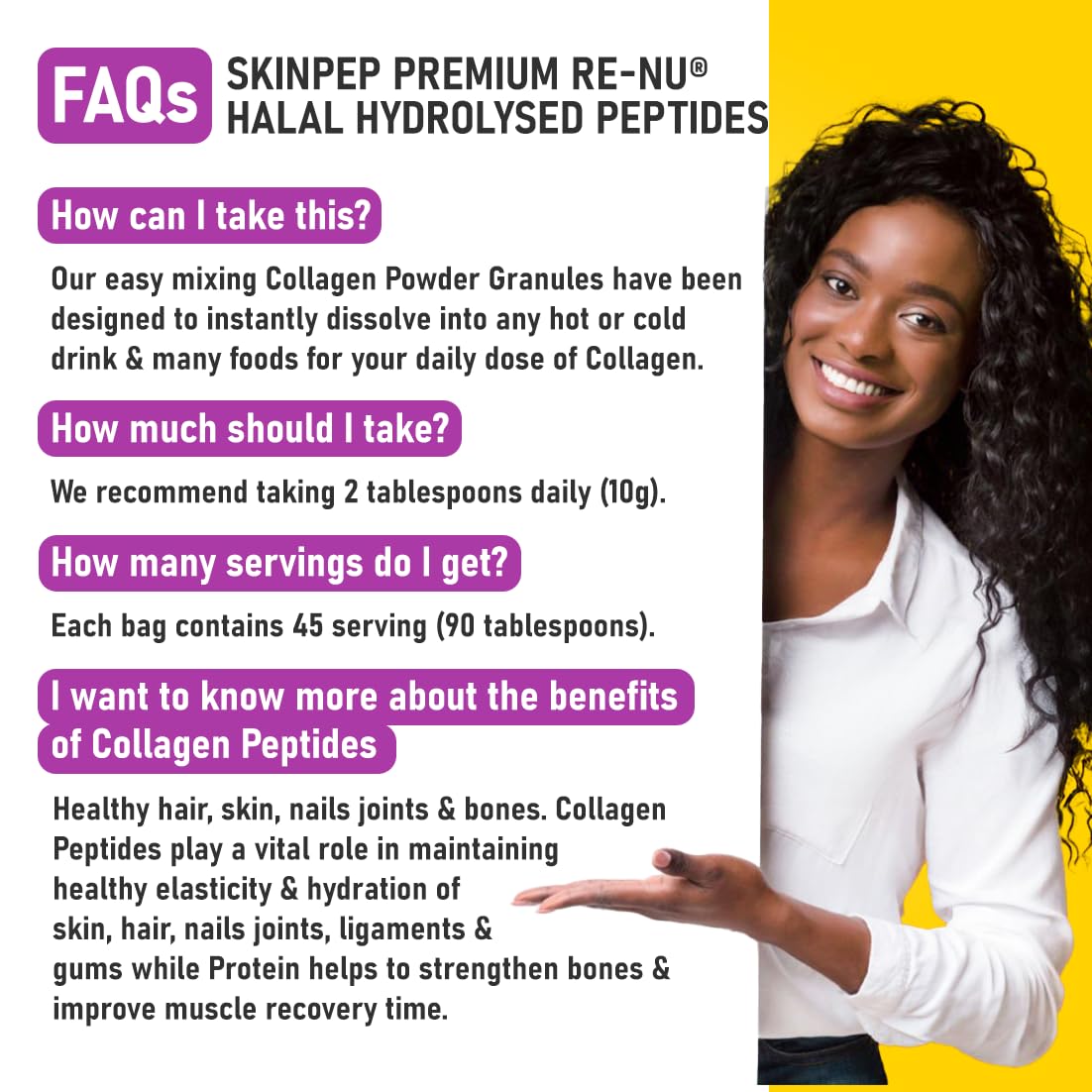Collagen Powder, Ultra Premium Hydrolysed Bovine Collagen Peptides by SkinPep Skin Pep buy supplements canada