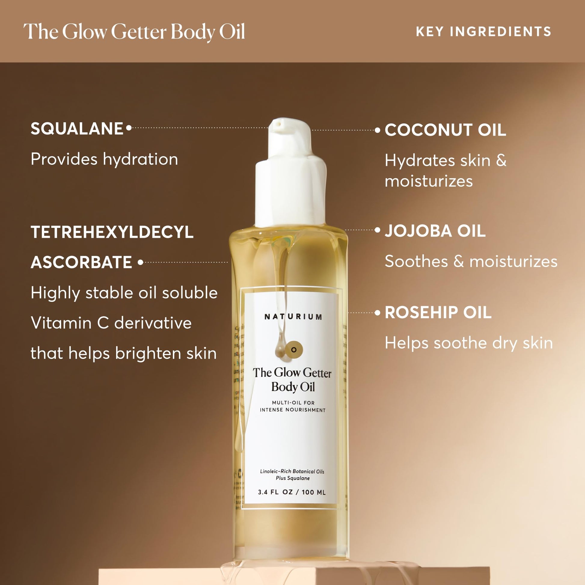 Naturium The Glow Getter Body Oil, Multi-Oil for Intense Nourishment, Hydrating & Moisturizing Formula, Vegan & Cruelty-Free, 3.4 oz Naturium buy supplements canada