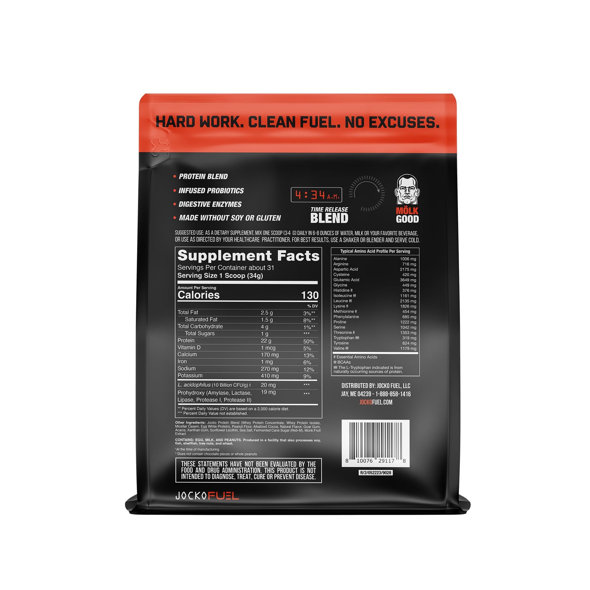 Jocko Mölk Chocolate Peanut Butter Whey Protein Powder - Keto, Probiotics, Grass Fed Jocko Fuel buy supplements canada