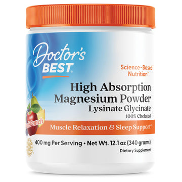 Doctors Best High Absorption Magnesium Powder Lysinate Glycinate 100% Chelated, Muscle Relaxation & Sleep Support, Gluten Free, Vegan, 100% Chelated Net Wt. 12.1 oz (340 Grams), Fruit Punch Flavor Doctor's BEST buy supplements canada