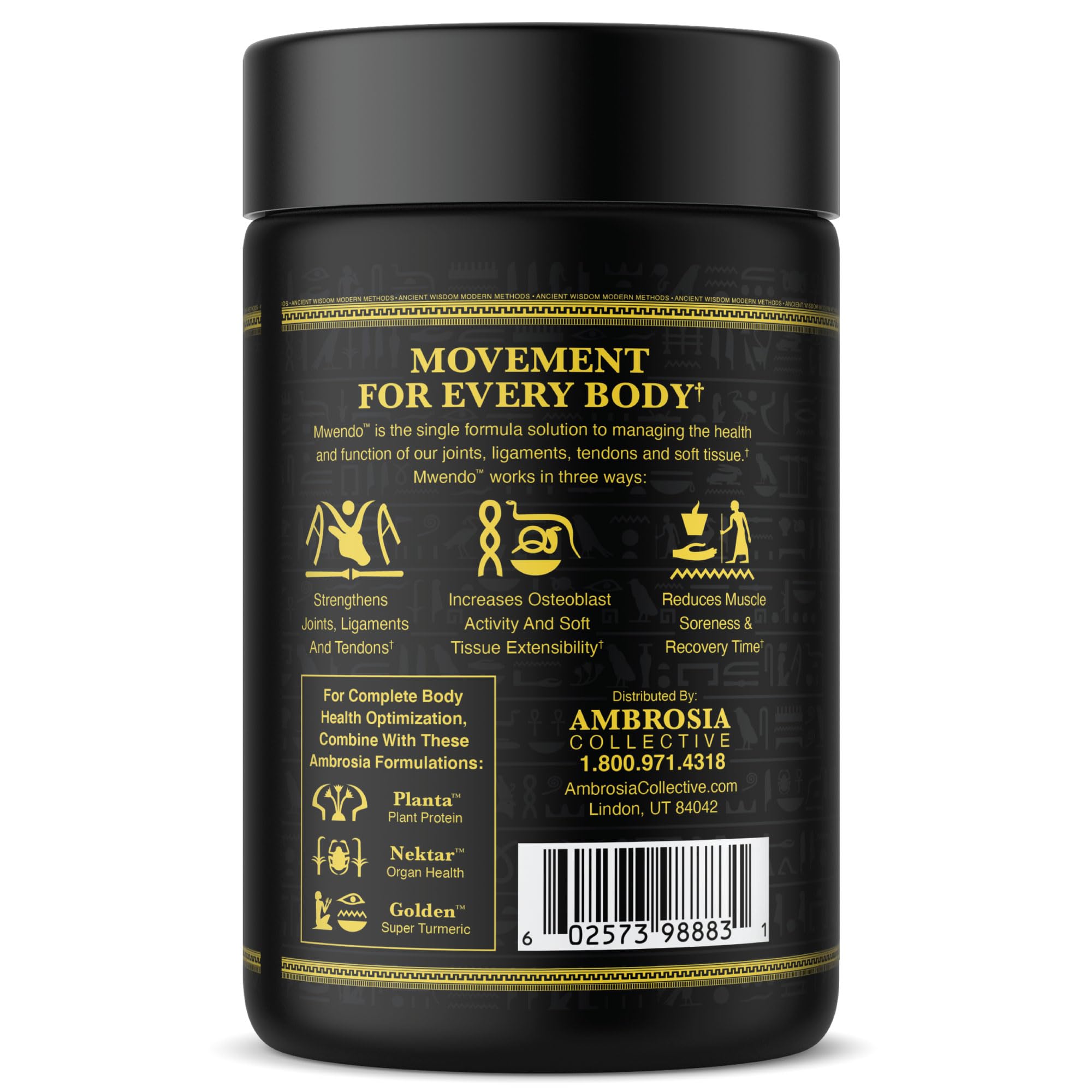 Ambrosia Mwendo - Joint & Ligament Repair | Strengthen Tendons & Increase Soft Tissue Extensibility | Muscle Soreness, & Recovery Time with BioCell Collagen | 90 Veggie Capsules Ambrosia buy supplements canada