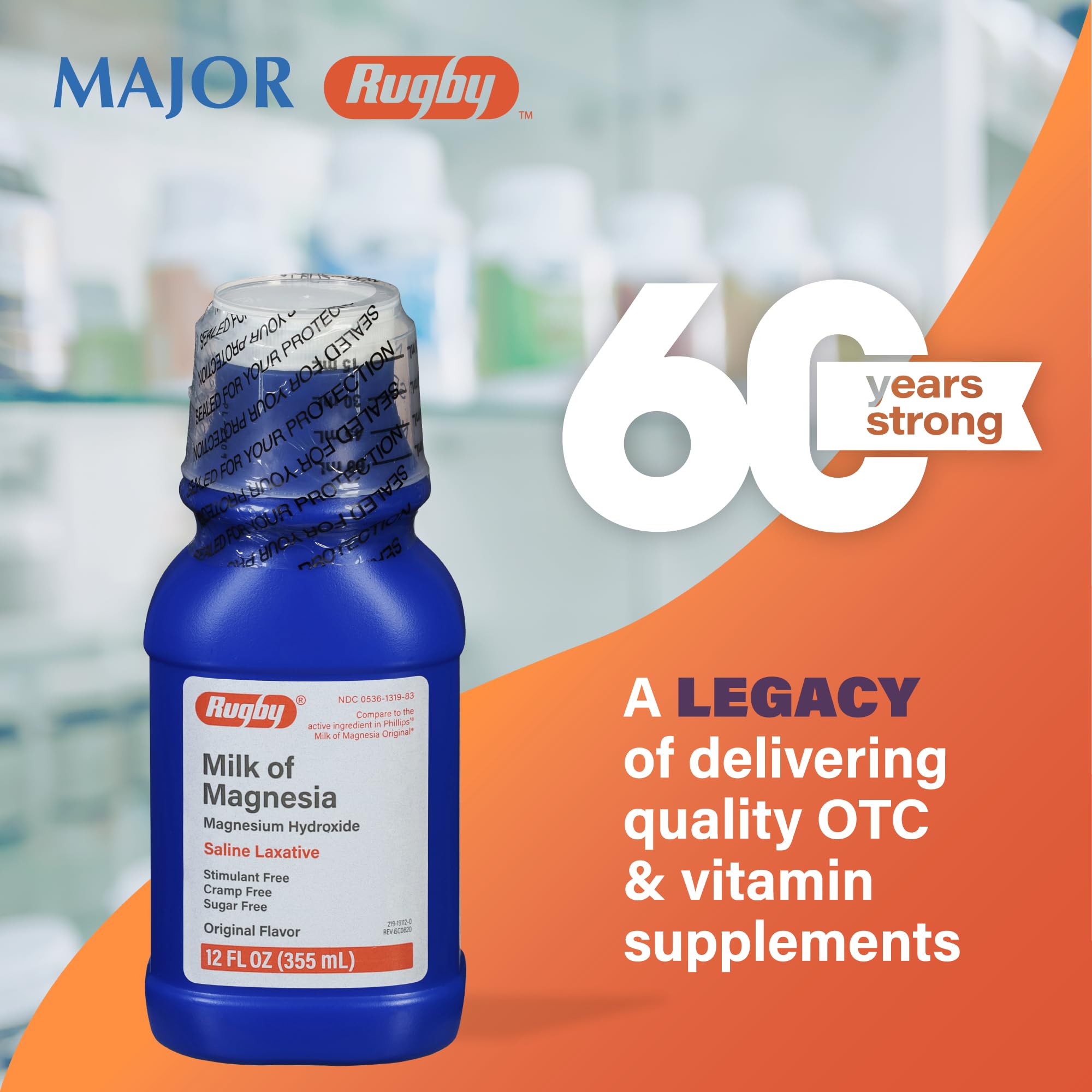 Rugby Milk of Magnesia Magnesium Hydroxide Saline Laxative – Stimulant, Cramp & Sugar-Free - Original Flavor – 12 Fl Oz RUGBY LABORATORIES buy supplements canada