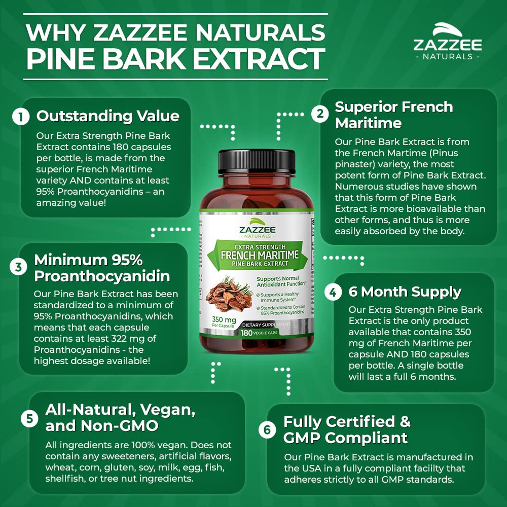 Zazzee Extra Strength French Maritime Pine Bark Extract, 350 mg Per Capsule Zazzee buy supplements canada