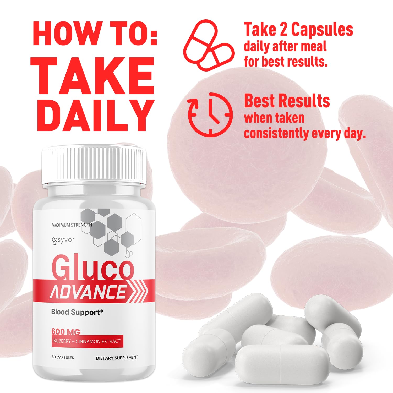 Gluco Advance Capsules, Official Gluco Advance Supplement Pills with All Natural Ingredients, Advanced Formula Supplement with Maximum Strength Premium Vitamins for Women & Men (60 Capsules) Syvor buy supplements canada