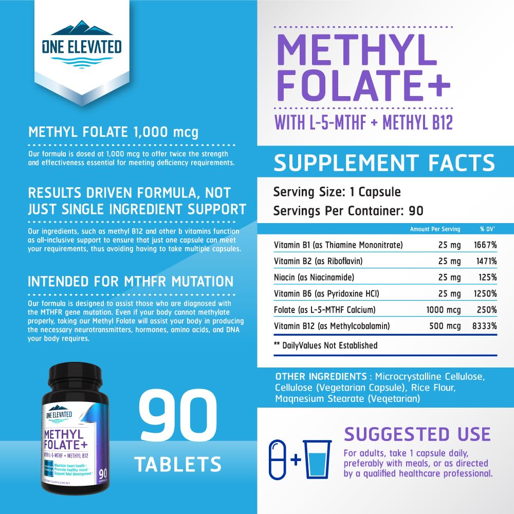 Double Strength & Most Bioactive Methyl Folate! Uniquely Formulated with Highest Pharmaceutical Grade Methylcobalamin (B12), Niacin, B1, B2 B6. One Elevated buy supplements canada