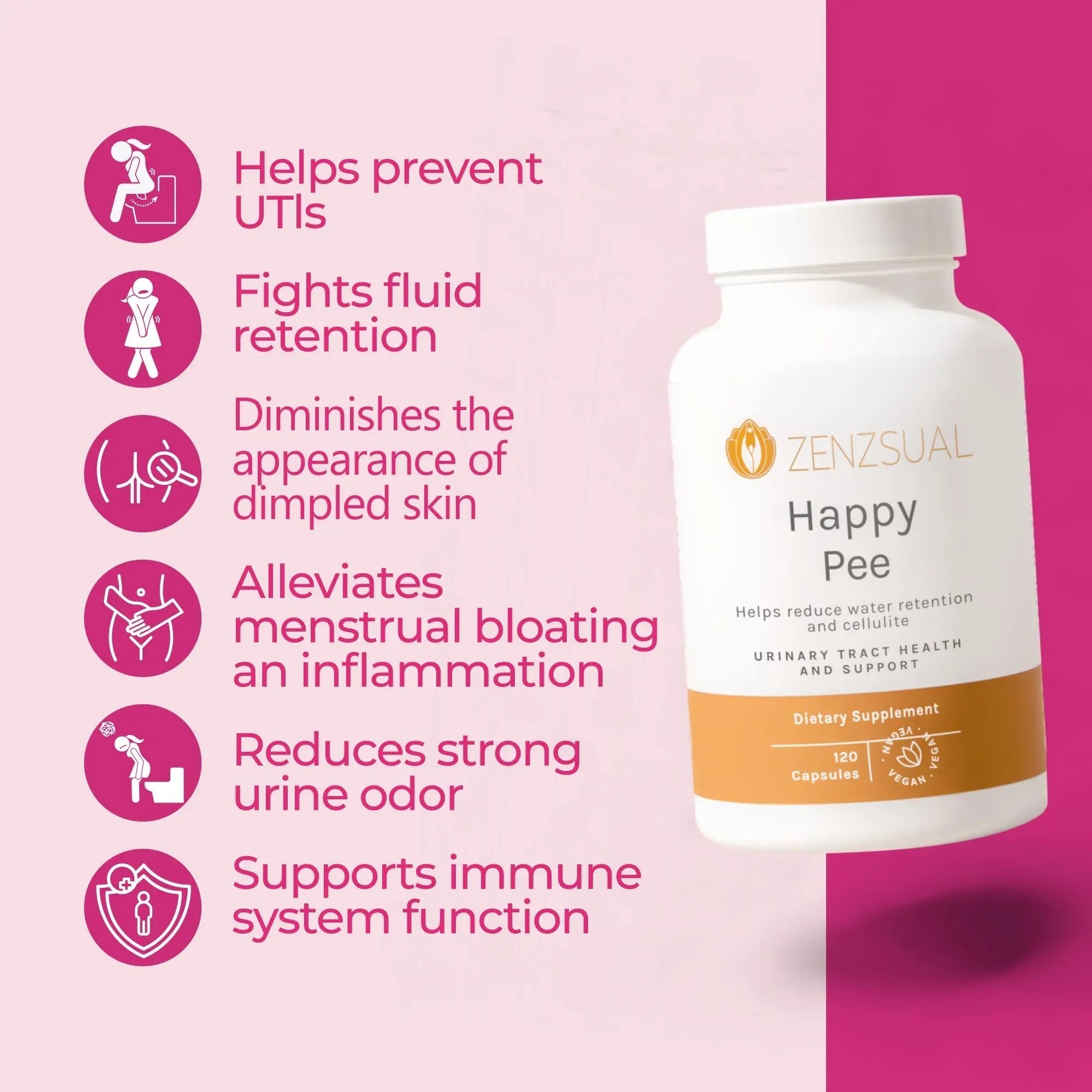 ZENZSUAL Happy Pee, 120 Capsules – Urinary Tract Support & Bladder Health Supplement with Cranberry, D-Mannose, Vitamin C and Oregano for Women and Men – Healthy Flow, Comfort & Fluid Balance ZENZSUAL buy supplements canada