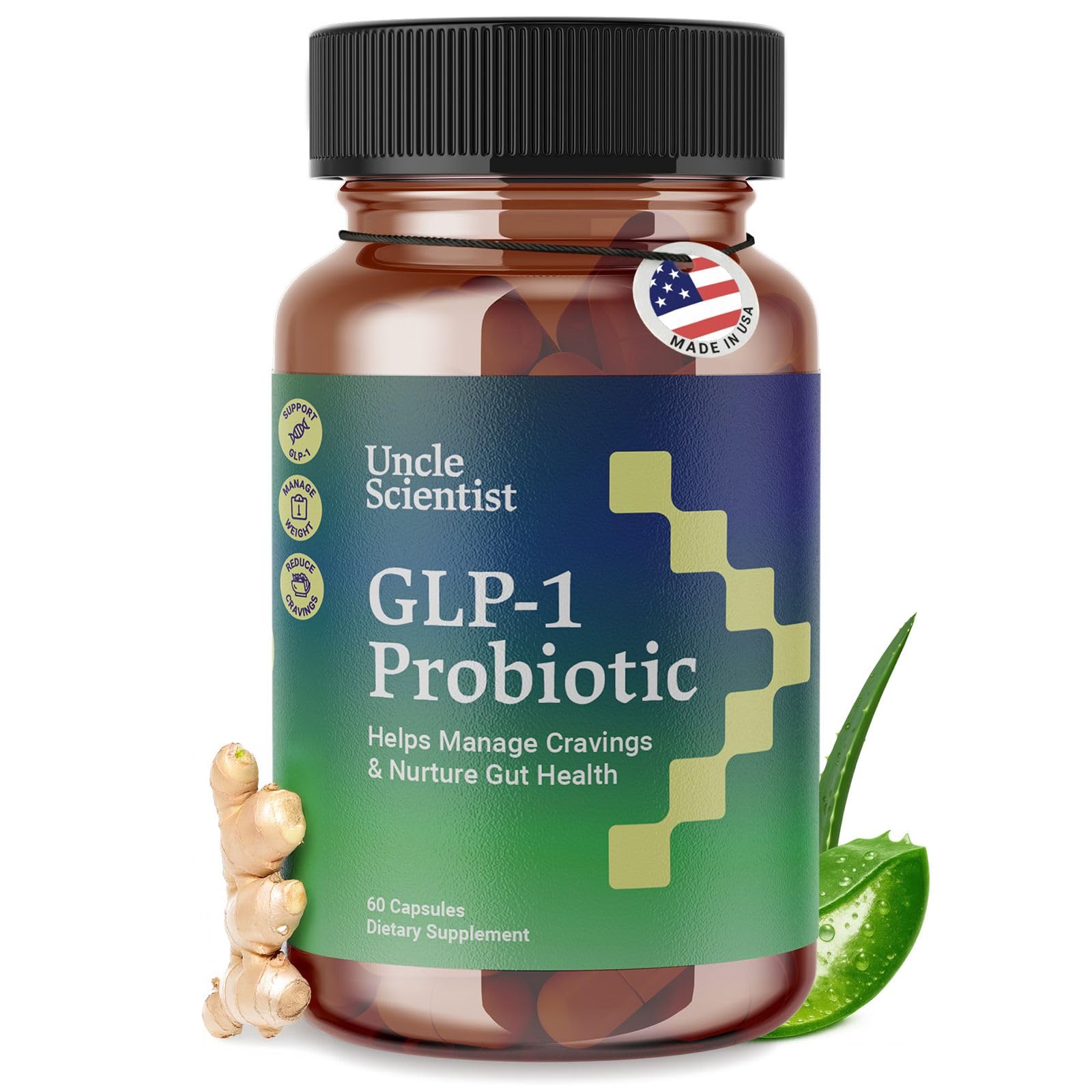 Uncle Scientist GLP-1 Probiotic Dietary Supplement, Supports Healthy Appetite and Metabolic Function - Chromium, Green Tea, Cinnamon, Probiotics & Herbal Blend, 60 Capsules (30-Day Supply) Uncle Scientist buy supplements canada