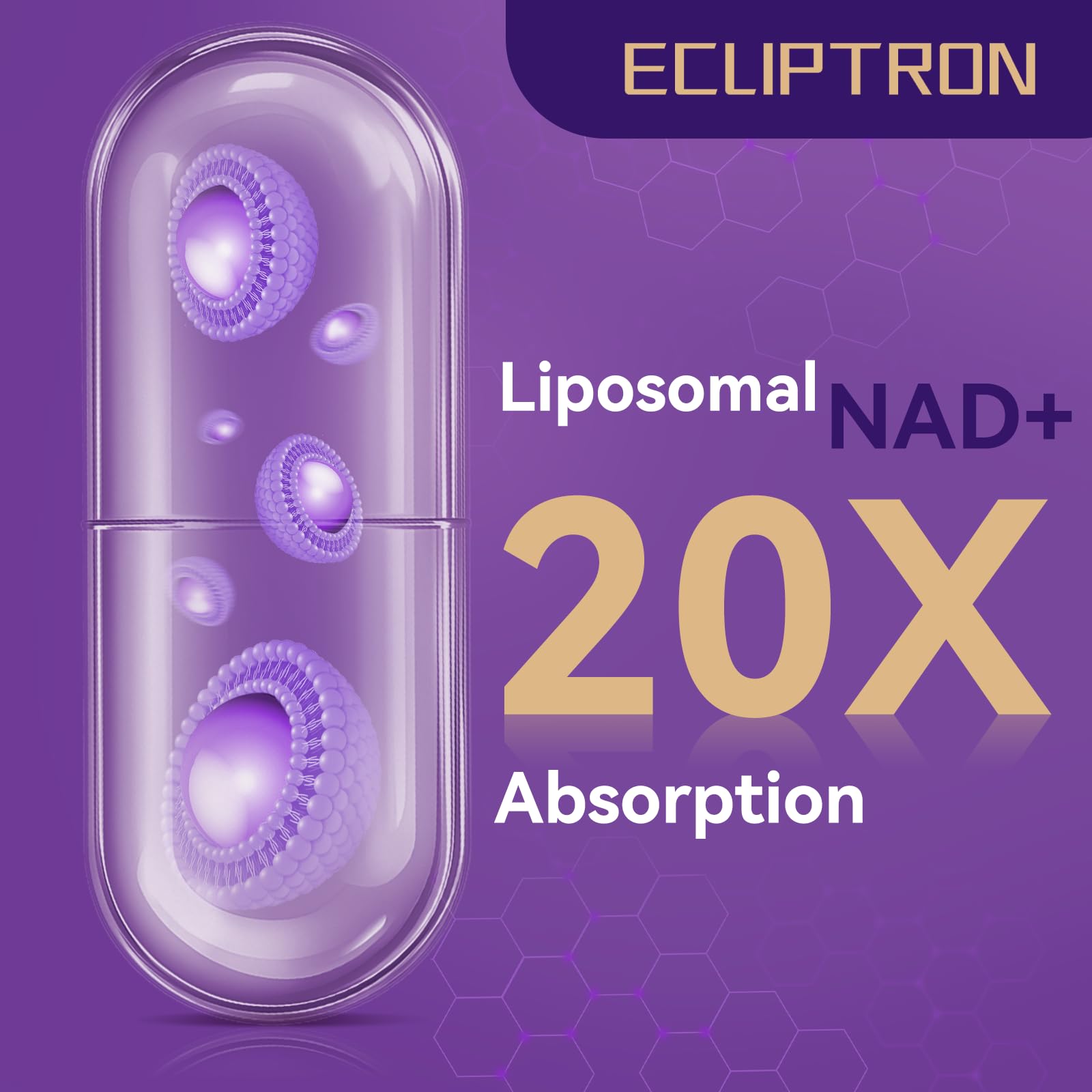 Ecliptron NAD+ Supplement for Women & Men 1800mg - Liposomal NAD Plus with Nicotinamide Riboside & Resveratrol, Anti-Aging | Mitochondrial Health | Radiant Skin - 60 Capsules Ecliptron buy supplements canada