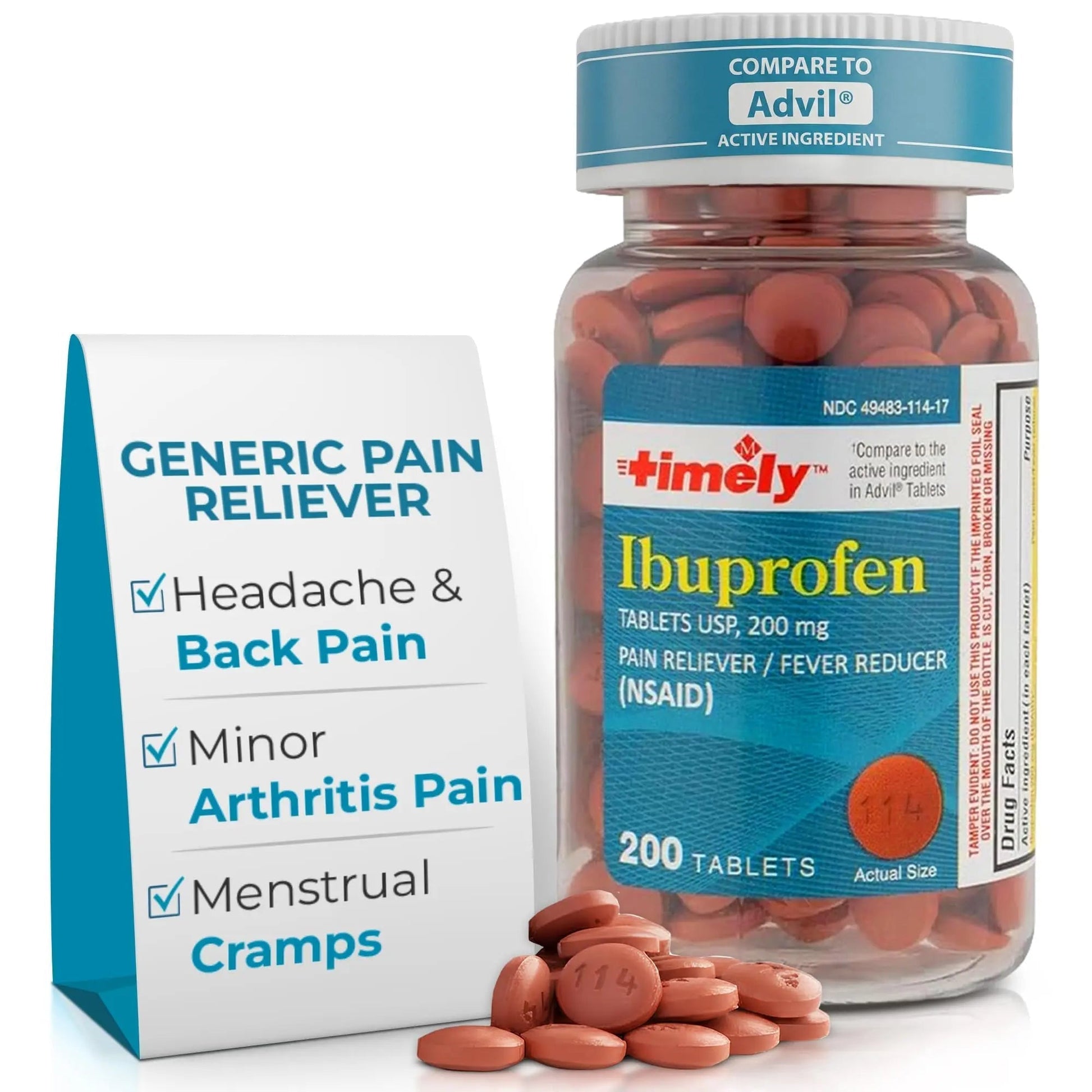 TIME-Cap Labs 200 Tablets Ibuprofen 200mg Coated - Pain Reliever & Fever Reducer (NSAID) for Adults, Helps with Headache, Back Pain, Muscle Aches, Toothaches, Menstrual Cramps & Minor Arthritis Pain TIME-CAP LABS, INC. buy supplements canada