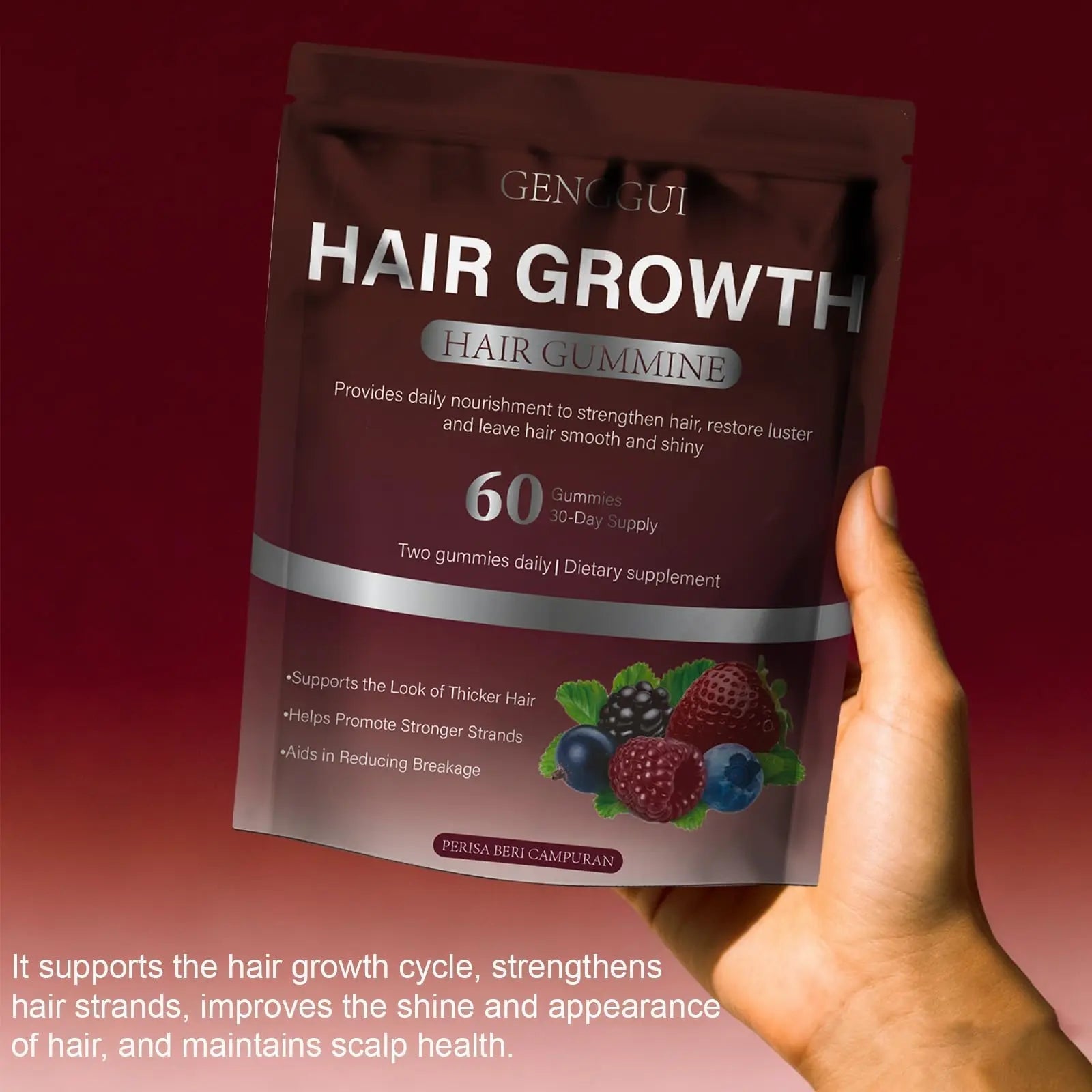 GENGGUI Hair Growth Gummies for Women - Hair Vitamins with Biotin & Silica for Faster Growth - Hair Growth Accelerator Supplement GENGGUI buy supplements canada