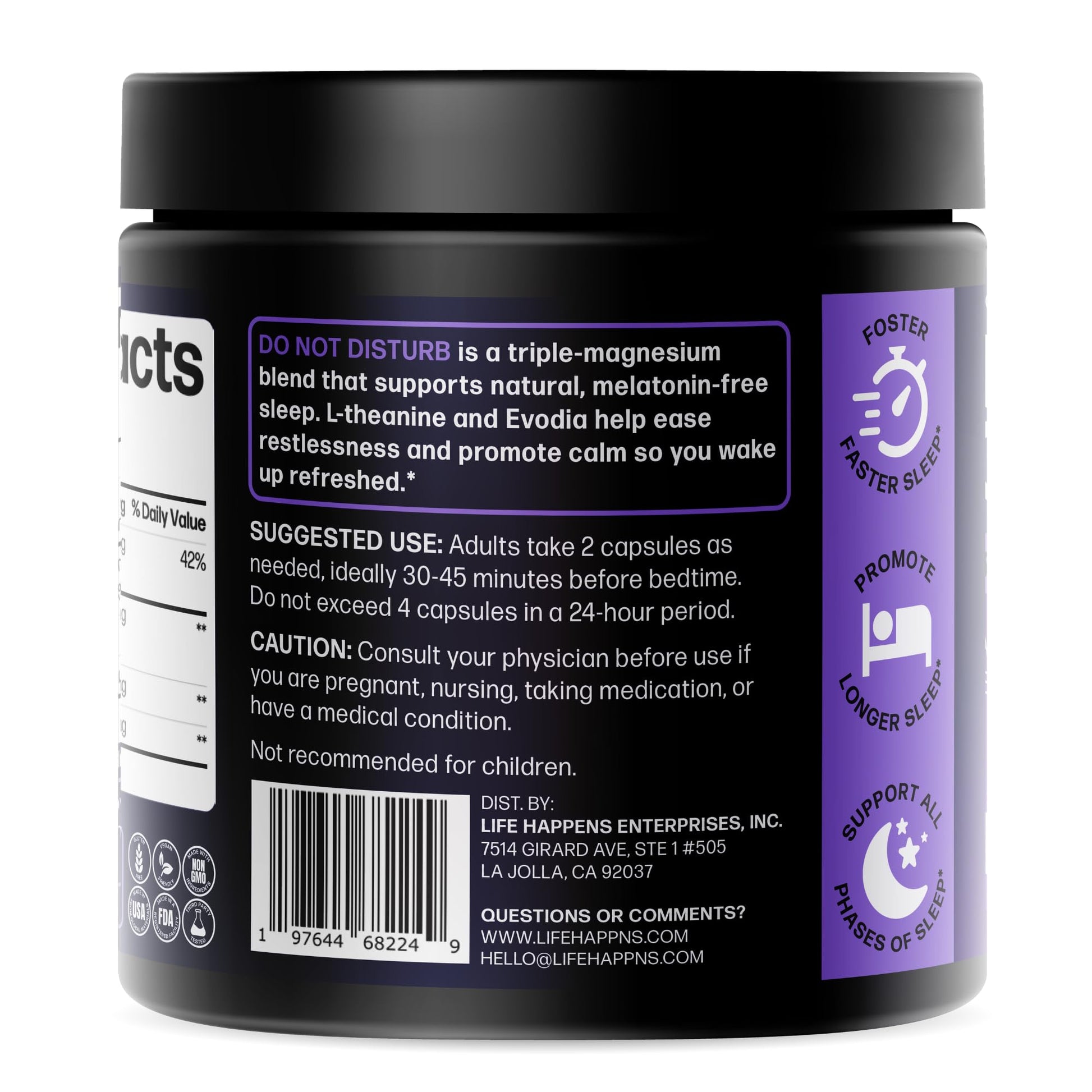 Doctor Formulated Triple Magnesium for Sleep, Calm & Relaxation with Chelated Magnesium Glycinate, L-Theanine, Passionflower & Evodia – Non-Habit, No Melatonin Magnesium Sleep Aid Support Supplement LIFE HAPPNS BE READY buy supplements canada
