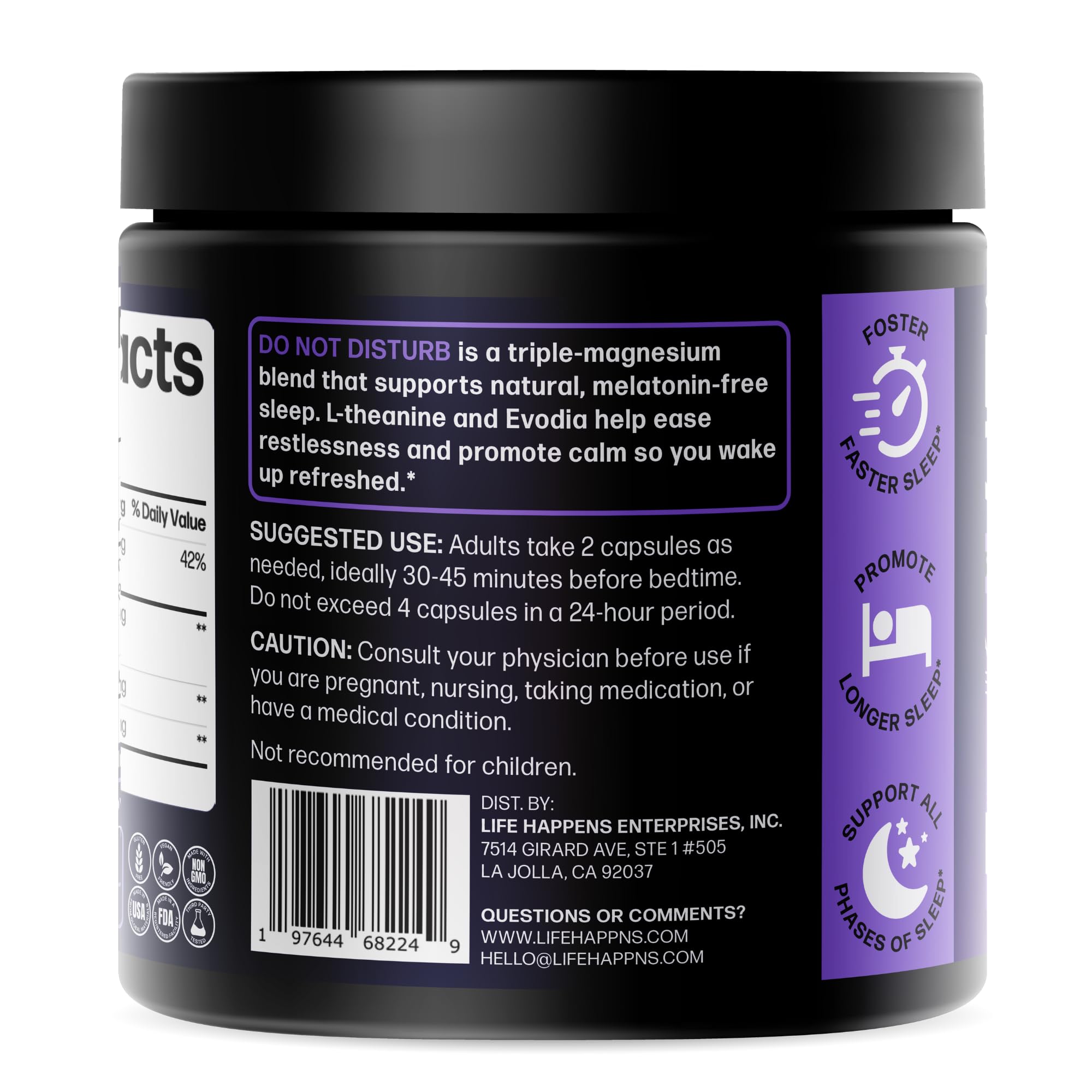 Doctor Formulated Triple Magnesium for Sleep, Calm & Relaxation with Chelated Magnesium Glycinate, L-Theanine, Passionflower & Evodia – Non-Habit, No Melatonin Magnesium Sleep Aid Support Supplement LIFE HAPPNS BE READY buy supplements canada