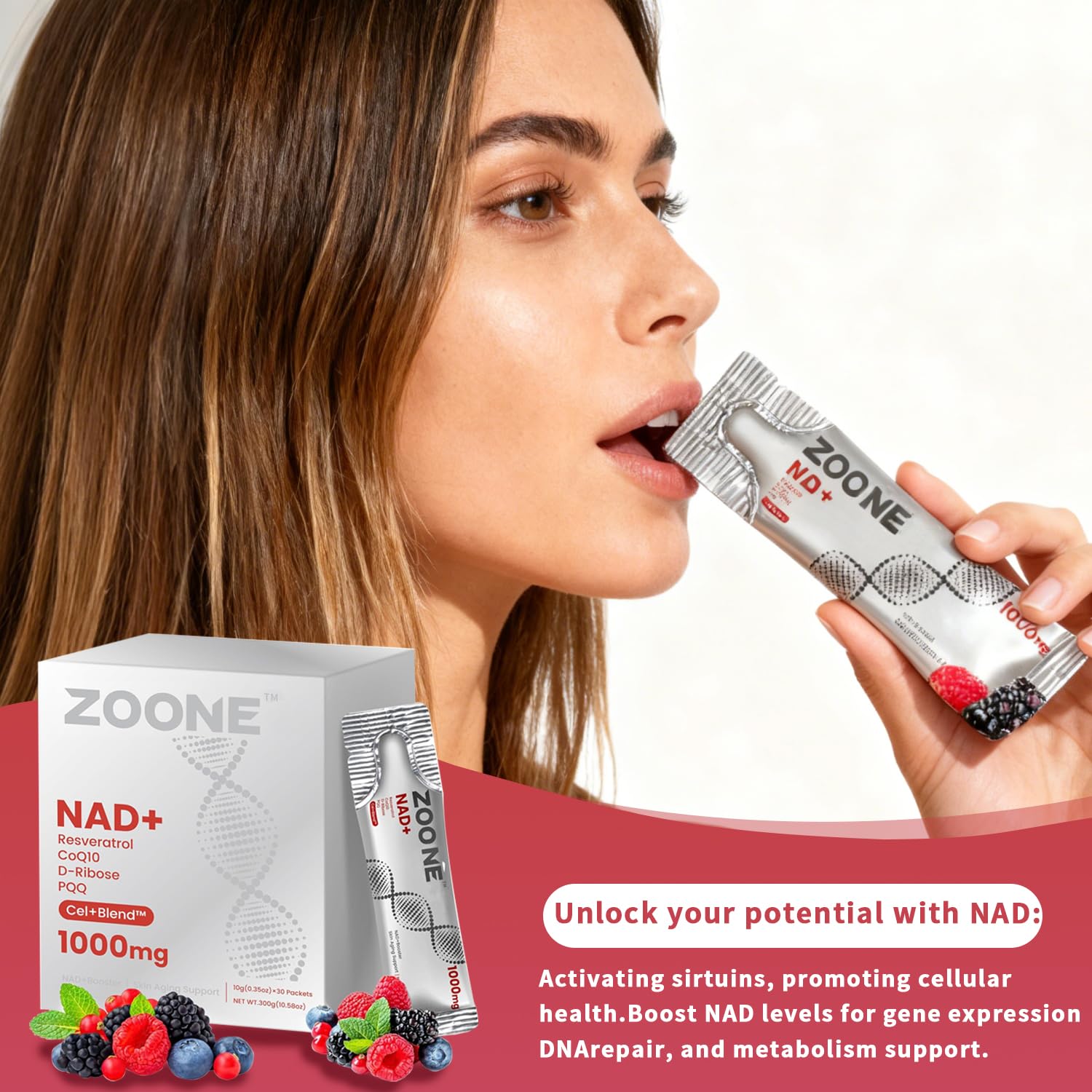 Zoone NAD Resveratrol Supplement, NAD+ Liquid Supplement 1000mg, with Nicotinamide Riboside, Resveratrol & PQQ, NAD Supplements for Men & Women, Healthy Aging & Boosts Cellular Energy – 30 Packs Zoone buy supplements canada