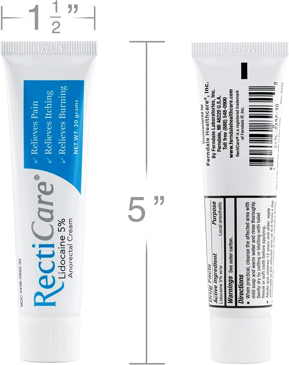 Recticare Anorectal Lidocaine 5% Cream: Topical Numbing Cream for Treatment of Hemorrhoids & Other Anorectal Disorders - 30g Tube Recticare buy supplements canada