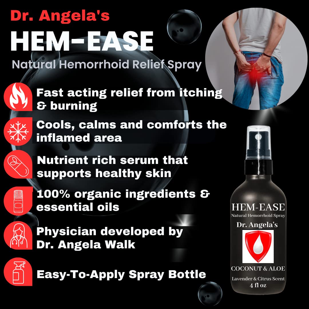 Dr. Angela's Hemorrhoid Treatment Spray | Organic Aloe Vera, Witch Hazel & Essential Oils Turmeric & Tea Tree | Natural Itching & Burning Relief Cream Doctor Angela Essential buy supplements canada