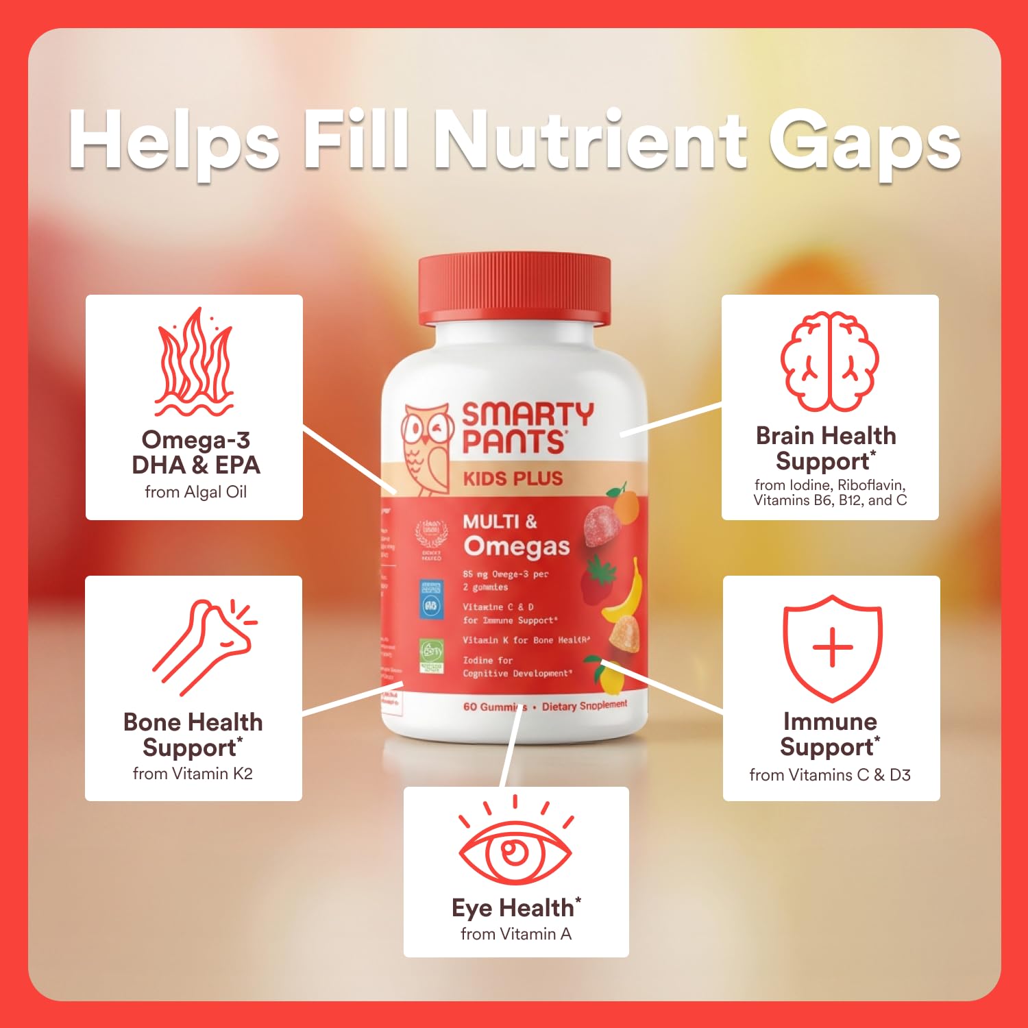 SmartyPants Kids Multivitamin Gummies with Omega 3 DHA/EPA, Vitamins D3, C, B12, B6, A, K, and Zinc, Gluten Free SmartyPants buy supplements canada