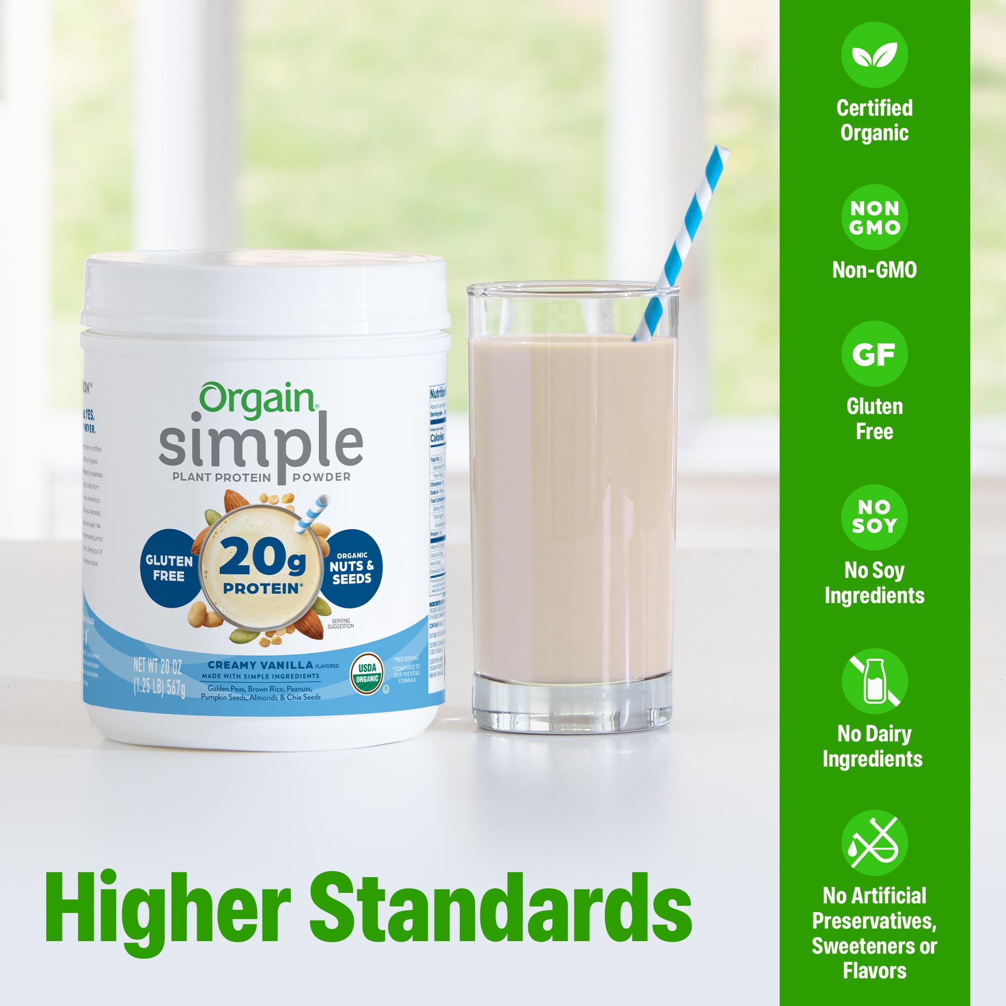 Orgain Organic Simple Vegan Protein Powder, Vanilla - 20g Plant Based Protein, Made with less Ingredients, No Artificial Sweeteners, Gluten Free, No Dairy or Lactose, 1.25 lb (Packaging May Vary) Orgain buy supplements canada