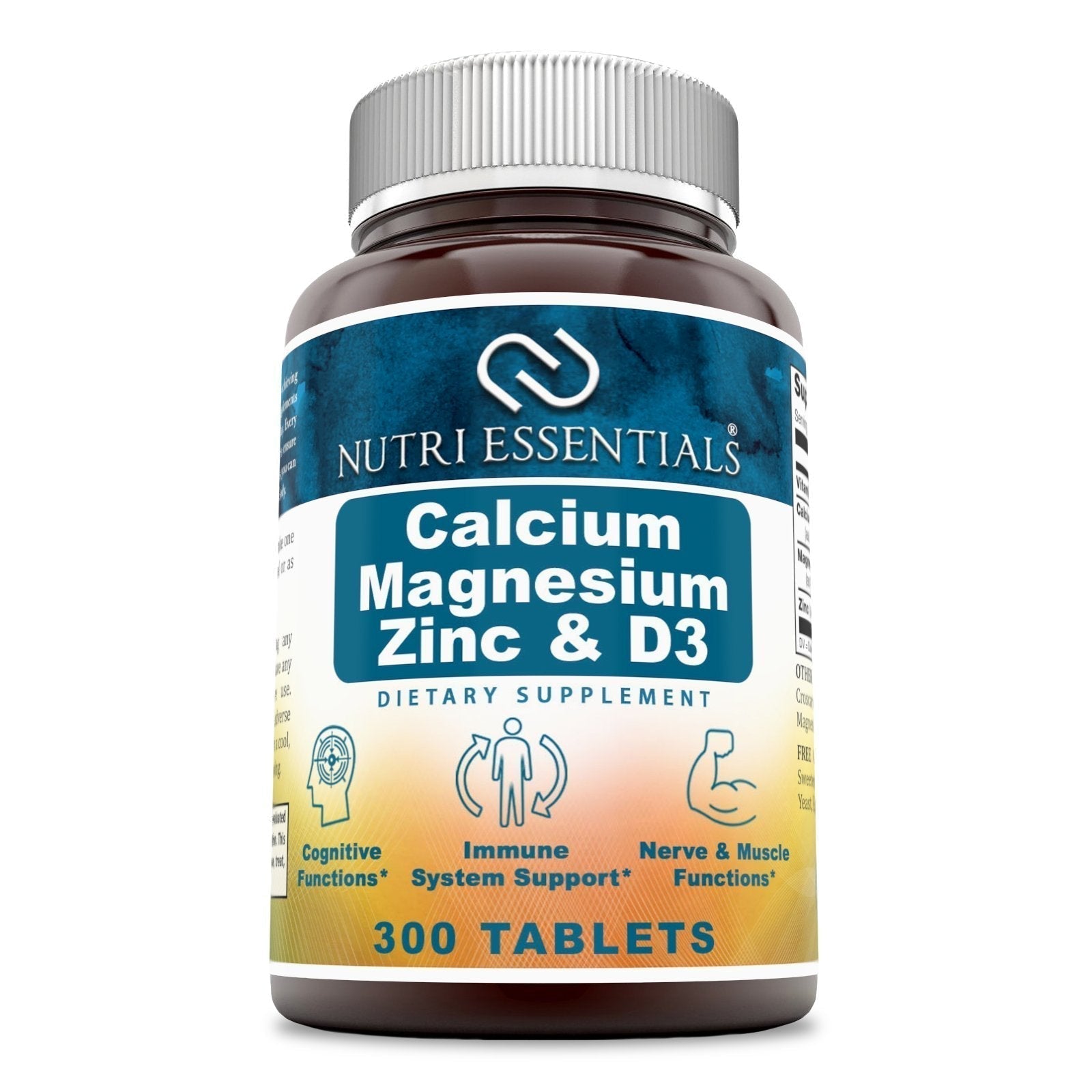 Nutri Essentials Calcium Magnesium Zinc + Vitamin D3 Tablets- Promotes Strong Bones & Teeth, Support Nerve & Muscle Function* (300 Count) Nutri Essentials buy supplements canada