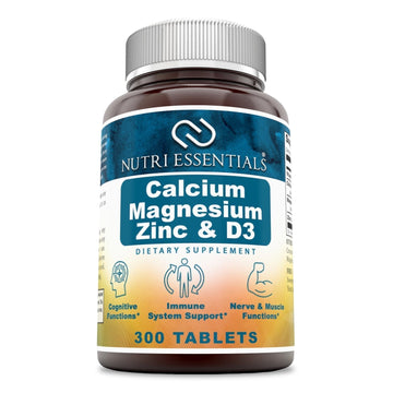 Nutri Essentials Calcium Magnesium Zinc + Vitamin D3 Tablets- Promotes Strong Bones & Teeth, Support Nerve & Muscle Function* (300 Count) Nutri Essentials buy supplements canada