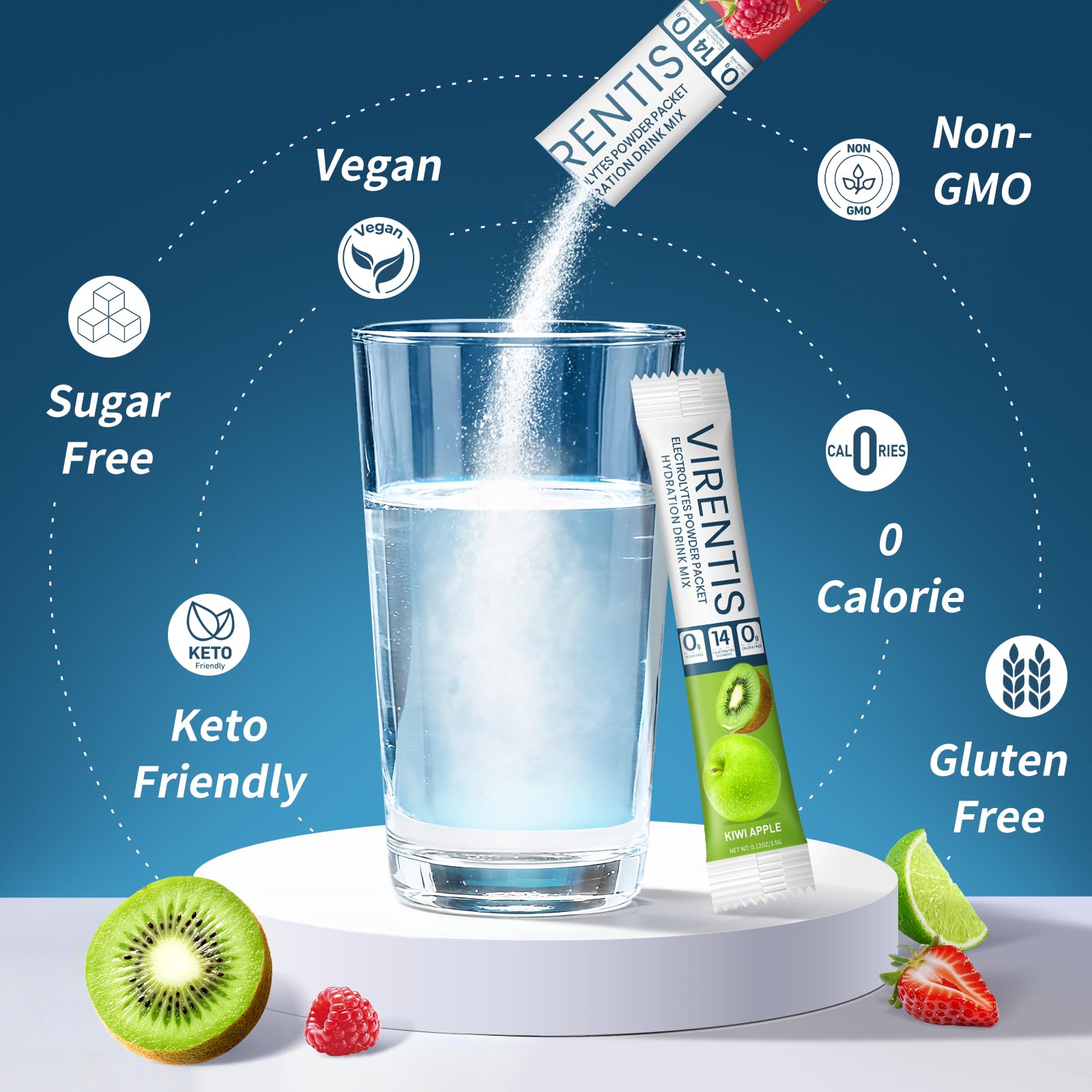 VIRENTIS 16 Sticks Electrolytes Powder Packets Sugar Free Hydration Packets, 8 Flavors Liquid Daily IV Electrolyte Drink Mix for Rehydration VIRENTIS buy supplements canada