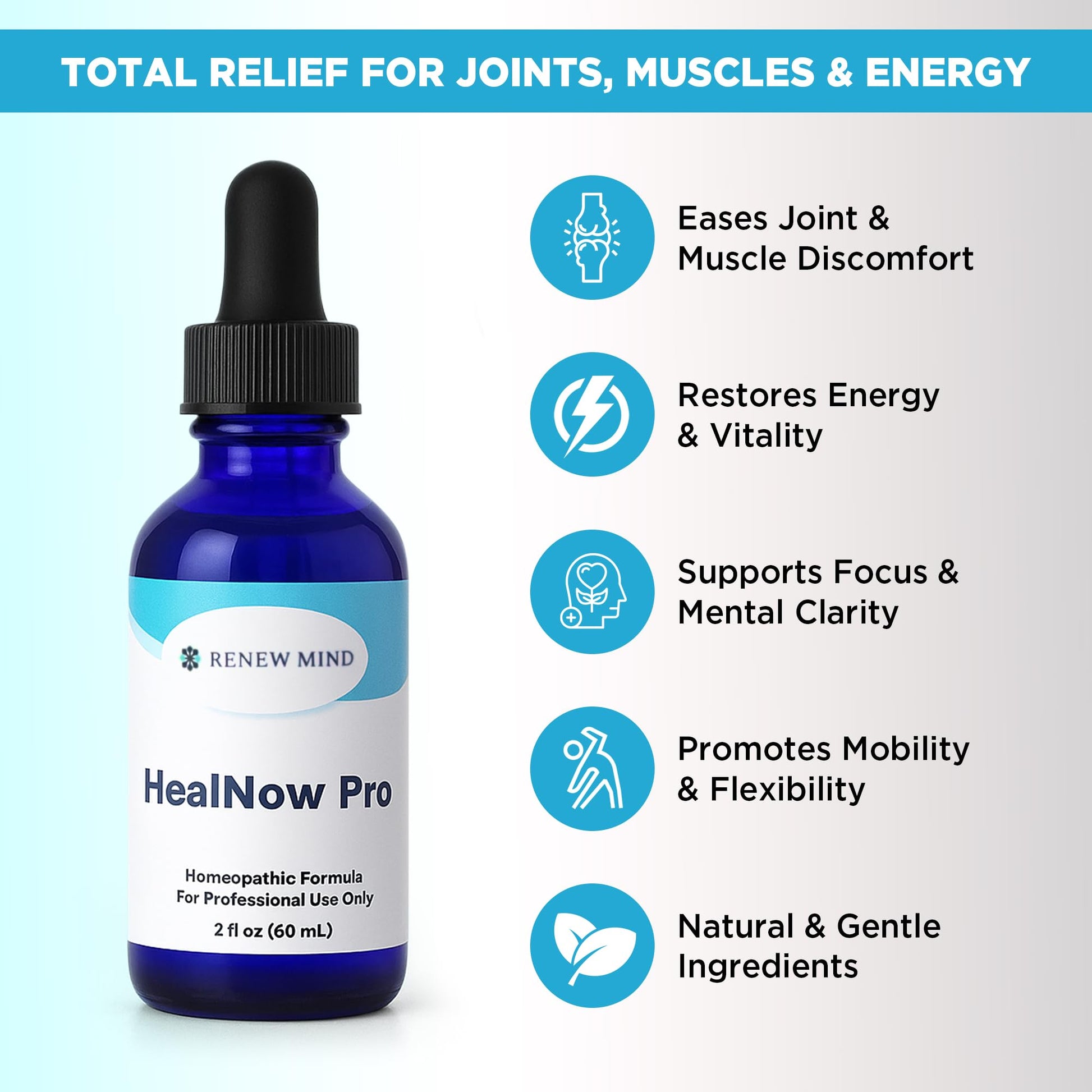 RENEW MIND HealNow Pro Homeopathic Support for Joint Pain, Muscle Aches, Arthritis Pain, and Muscle or Joint Stiffness Professional Grade Formula Promotes Comfort, Mobility & Energy - 2 fl oz RENEW MIND buy supplements canada