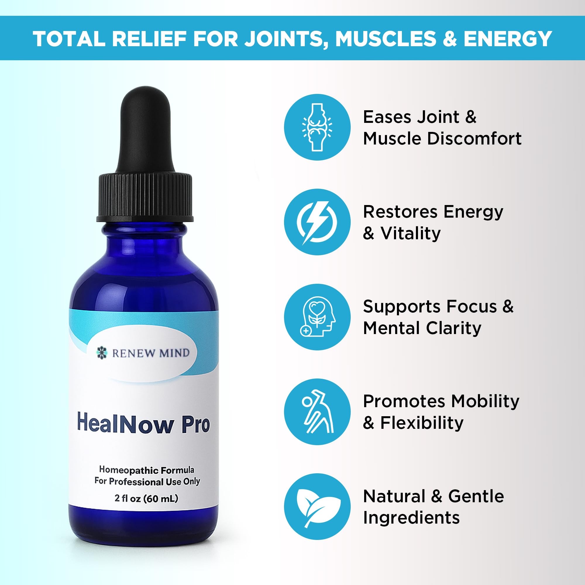 RENEW MIND HealNow Pro Homeopathic Support for Joint Pain, Muscle Aches, Arthritis Pain, and Muscle or Joint Stiffness Professional Grade Formula Promotes Comfort, Mobility & Energy - 2 fl oz RENEW MIND buy supplements canada